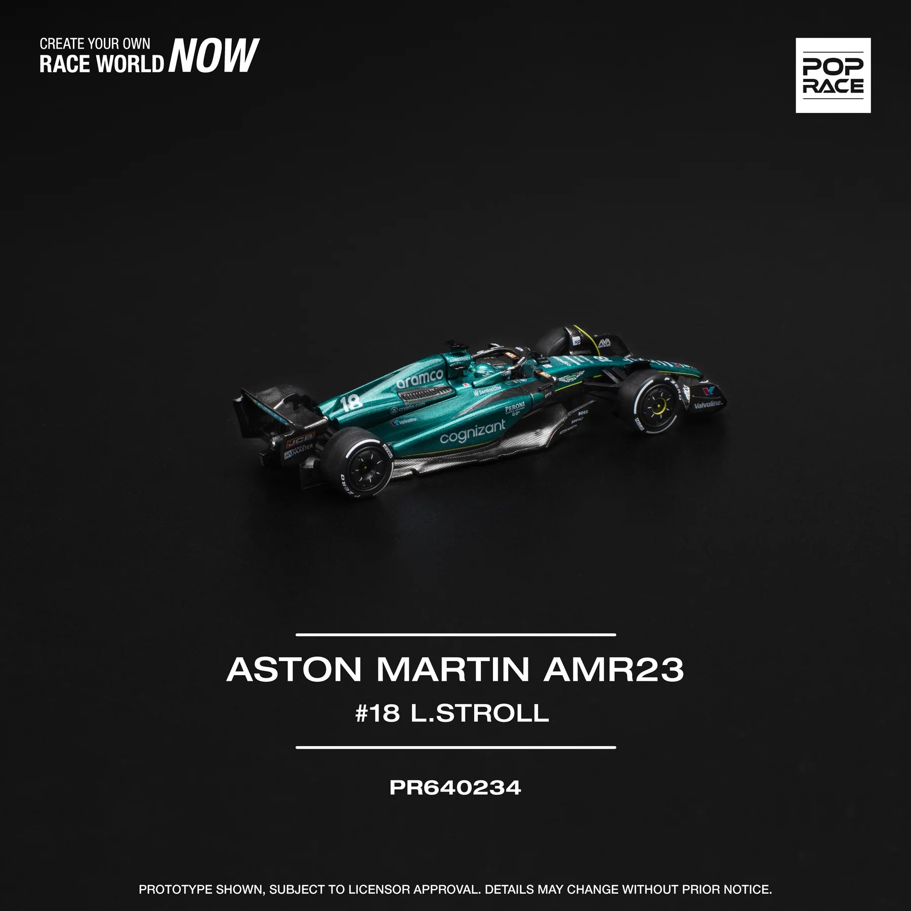 (Coming Soon) POPRACE 1/64 ASTON MARTIN AMR23 F1 #18 L. STROLL