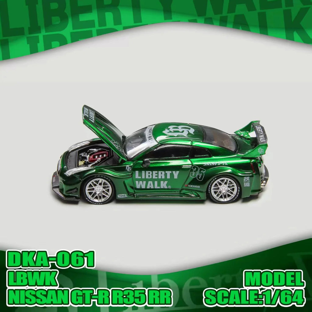 (Coming Soon) DEMON KING AUTO 1:64 Nissan GTR R35 RR LBWK - Green livery **CHASE CARS ARE RANDOMLY PACKED**