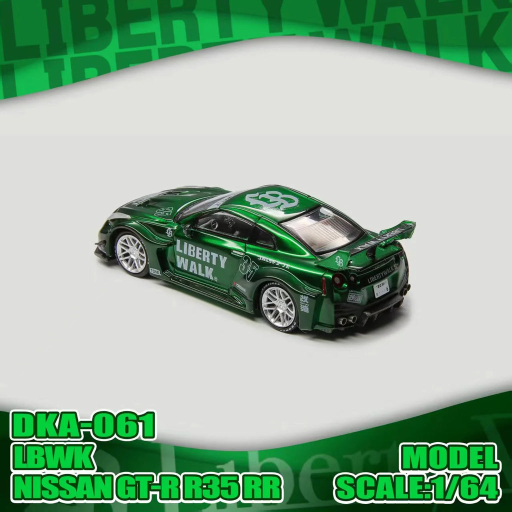 (Coming Soon) DEMON KING AUTO 1:64 Nissan GTR R35 RR LBWK - Green livery **CHASE CARS ARE RANDOMLY PACKED**
