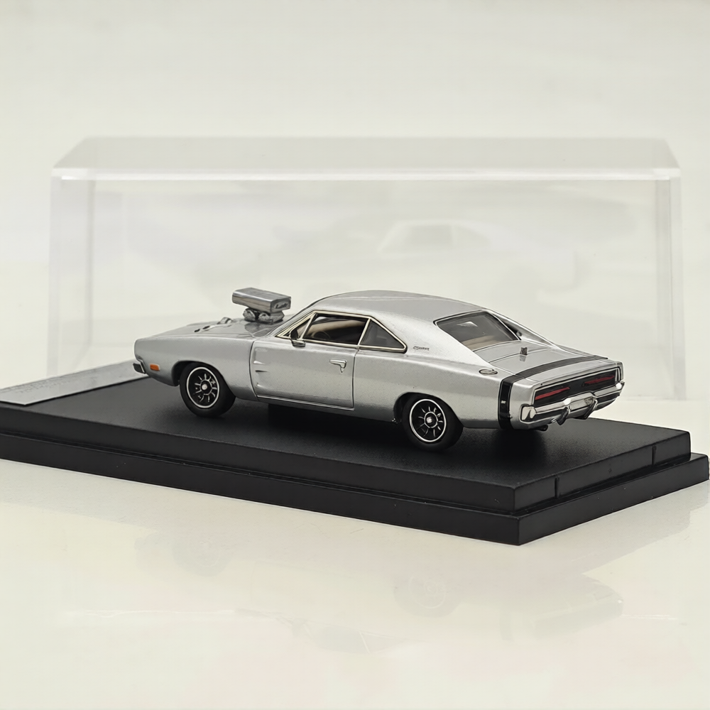 Mini Forge 1969 Charger R/T Silver W/ Super Charger 1/64 Scale