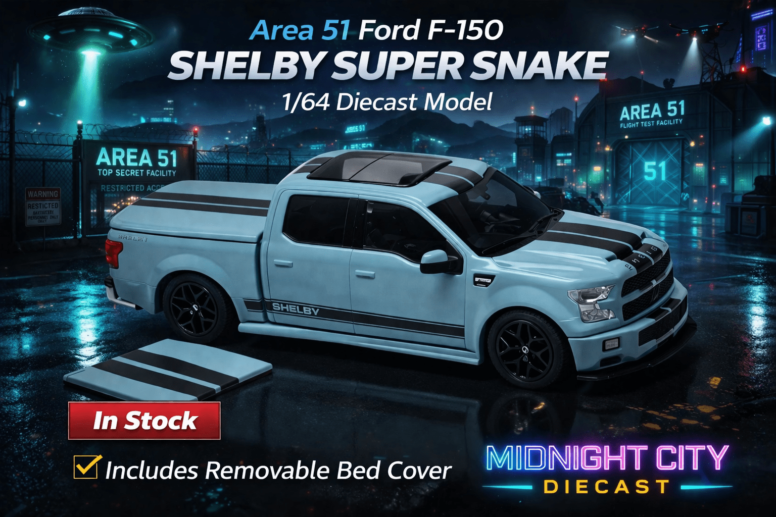 Funny Model 1:64 F150 Super Snake Area 51 Diecast Model Car - Midnight City Diecast L.C.