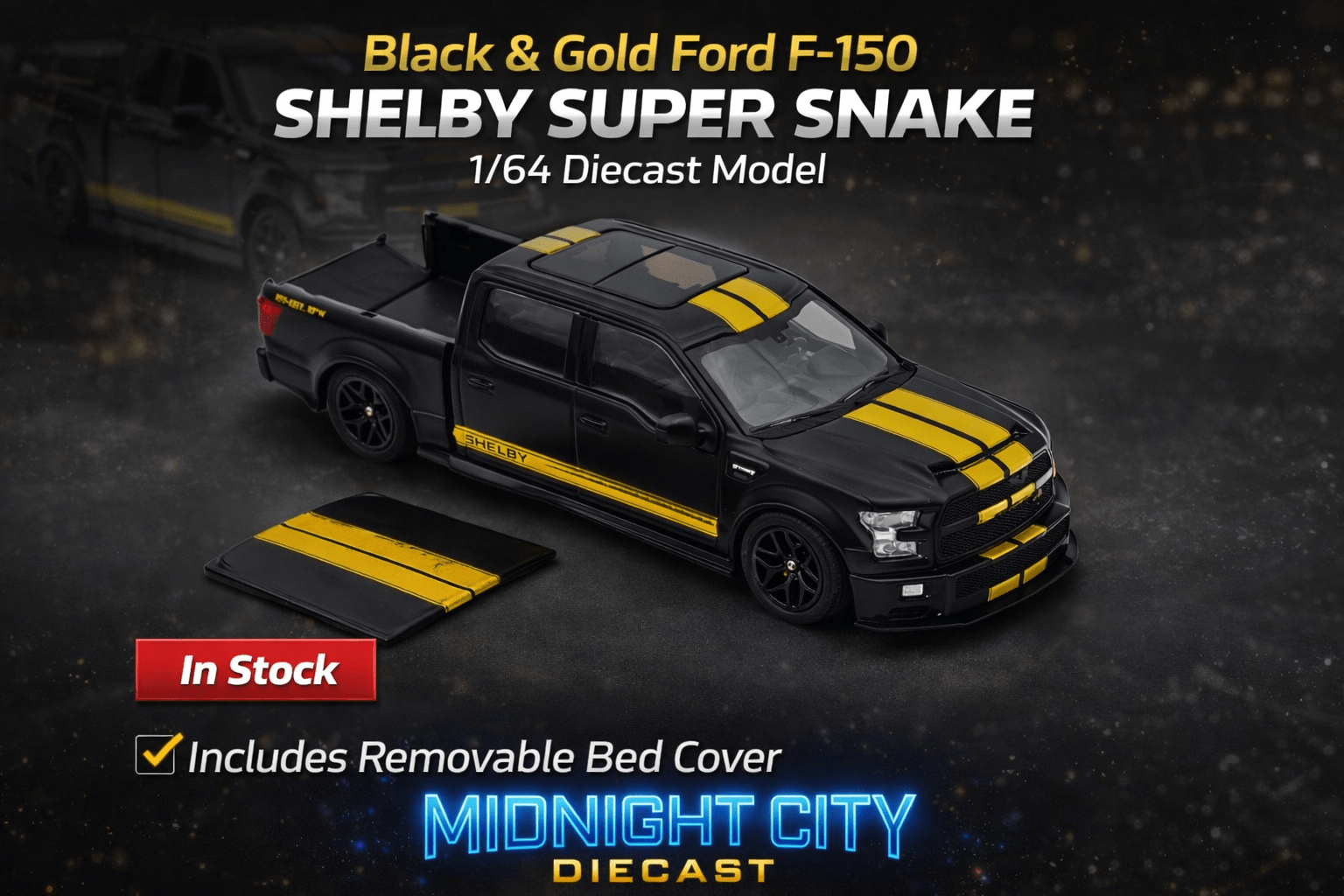 Funny Model F150 Super Snake Black/Gold Diecast Model Car - Midnight City Diecast L.C.