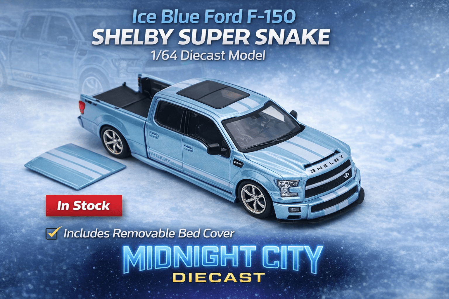 Funny Model F150 Super Snake Ice Blue Diecast Model Car - Midnight City Diecast L.C.