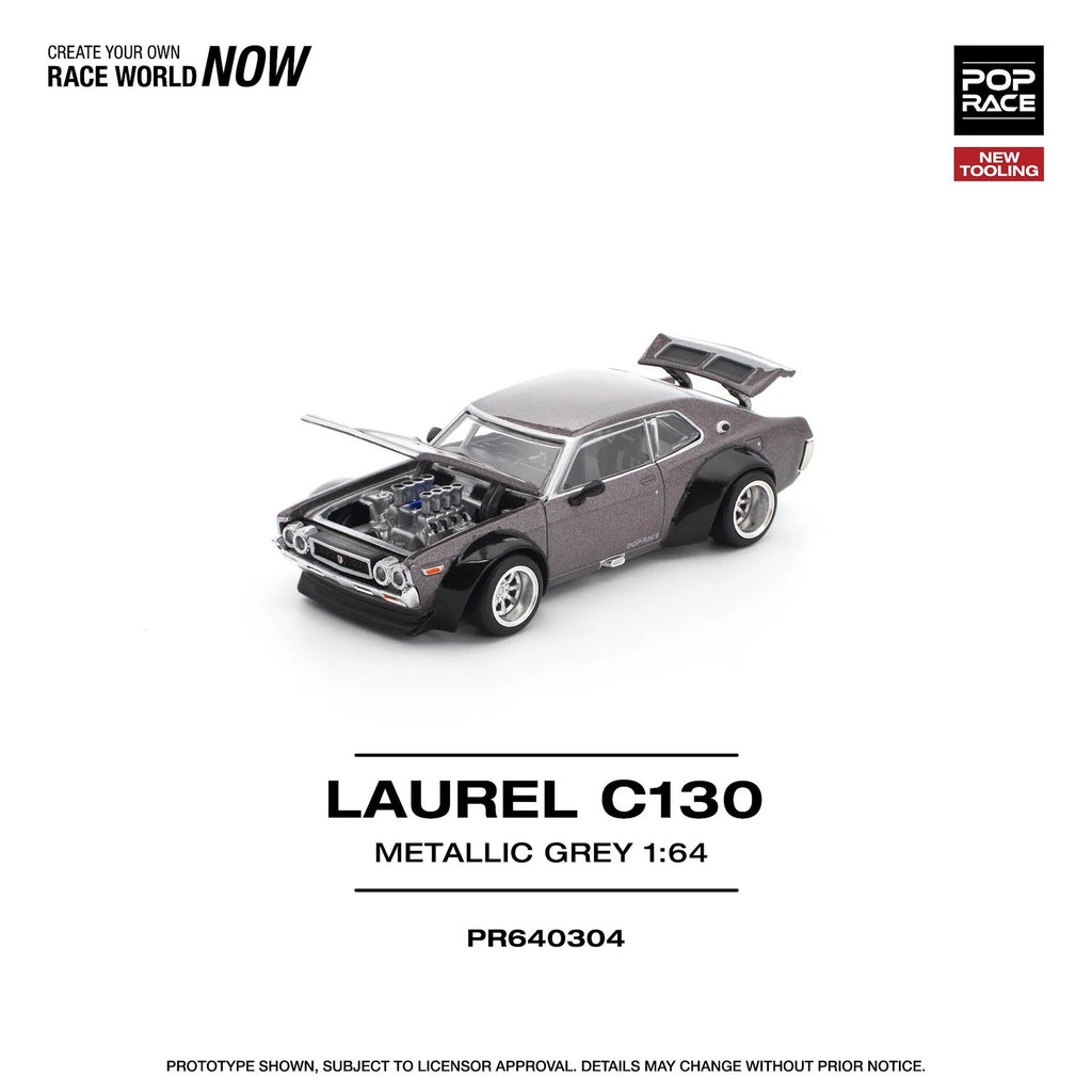 (Coming Soon) POPRACE 1/64 LAUREL C130 METALLIC GREY