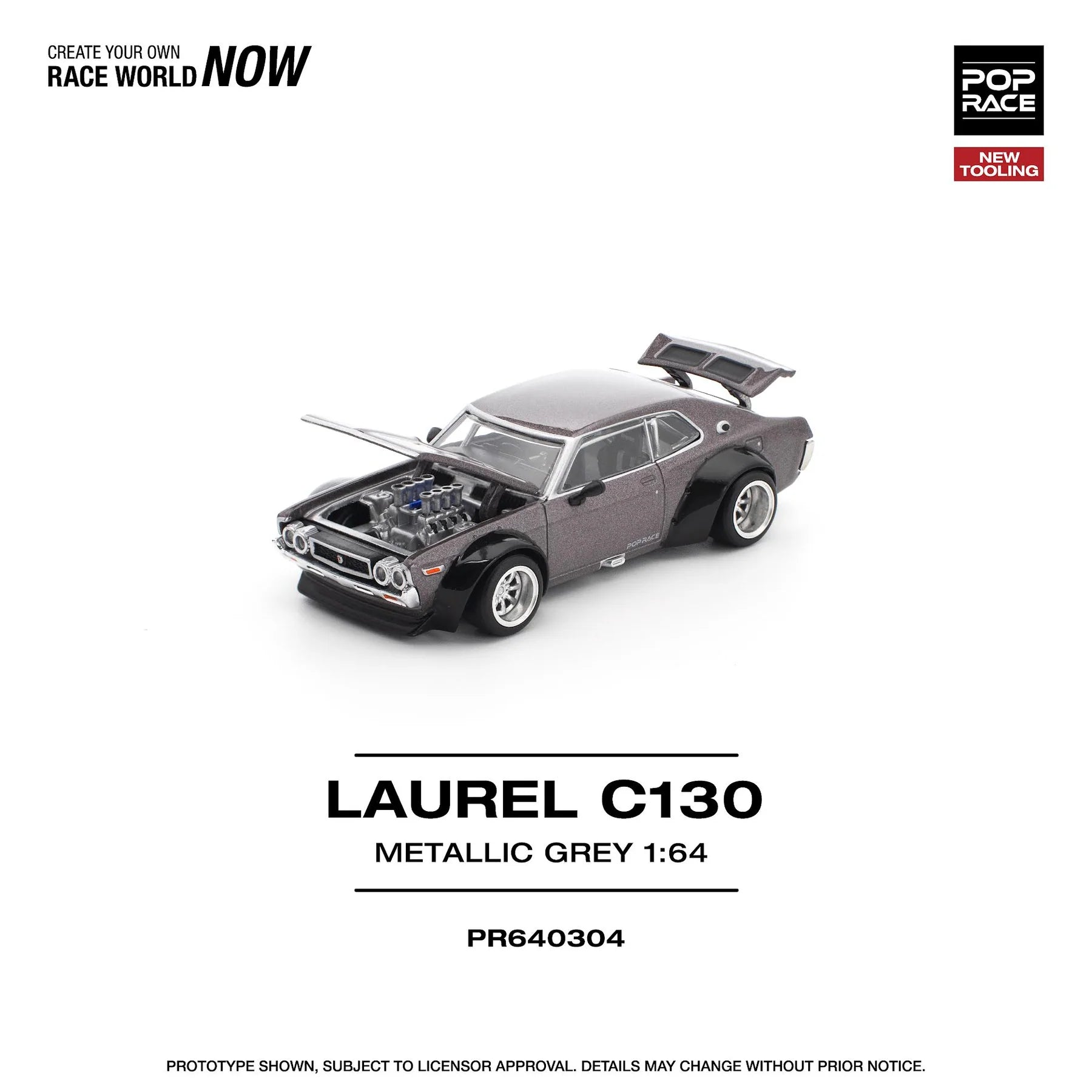 (Coming Soon) POPRACE 1/64 LAUREL C130 METALLIC GREY