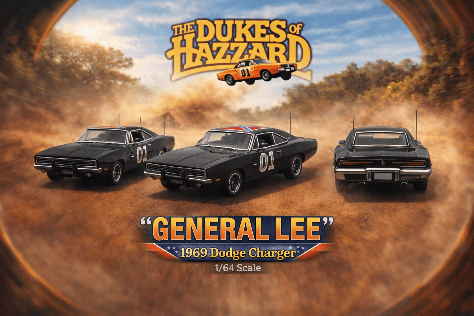 Mini Forge 1969 Charger "General Lee" Black Diecast Metal Car Limited - Midnight City Diecast L.C.