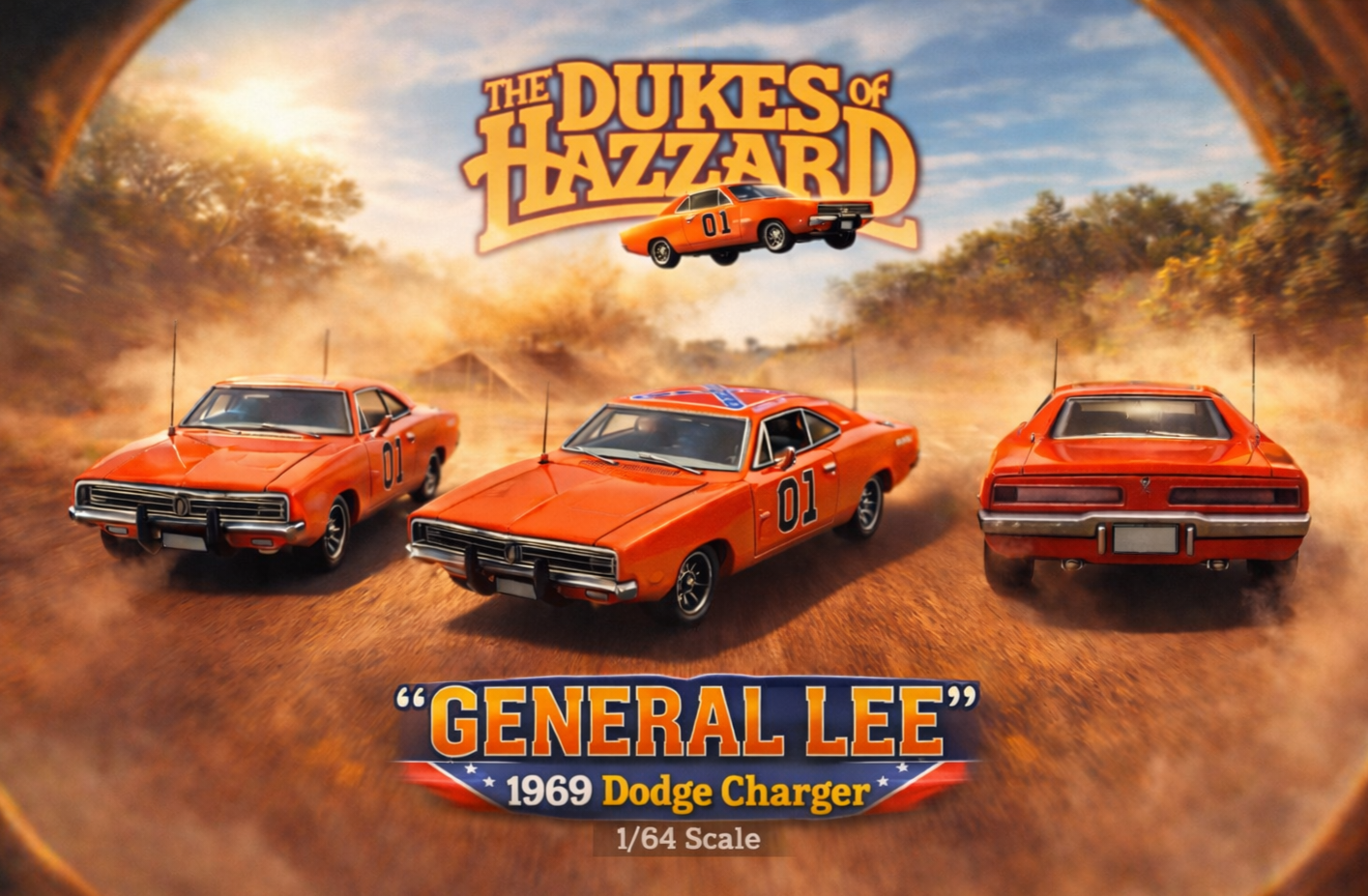 Mini Forge 1969 Dodge Charger "General Lee" Orange Diecast Metal Car Limited - Midnight City Diecast L.C.