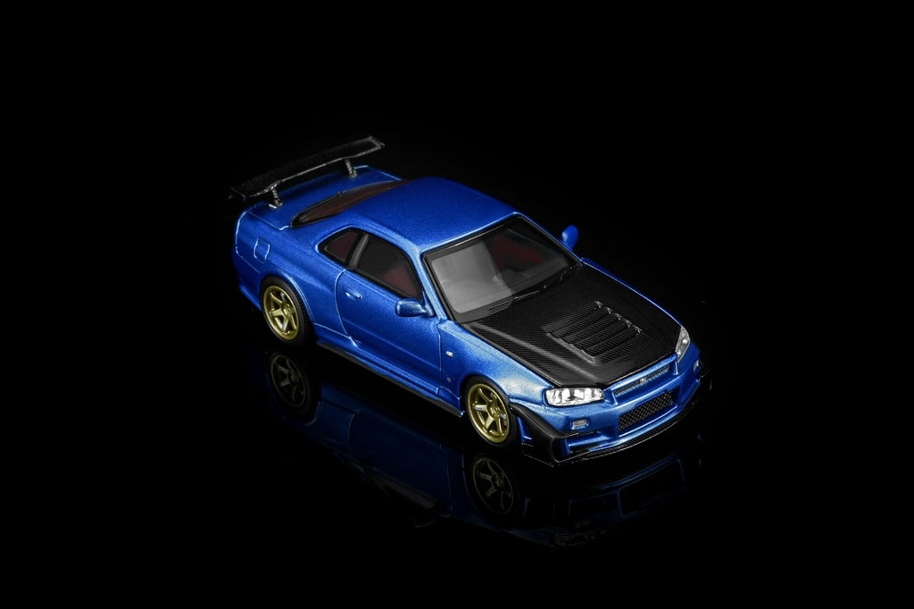 (Coming Soon) Motorhelix 1/64 Nissan Skyline GT-R (R34) Custom Edition - Wangan Blue Custom with GT Aero Kit