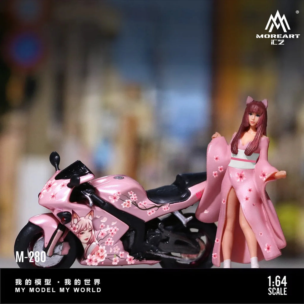 (Coming Soon) MOREART 1:64 Cherry Blossom Theme Painted Motorcycle
