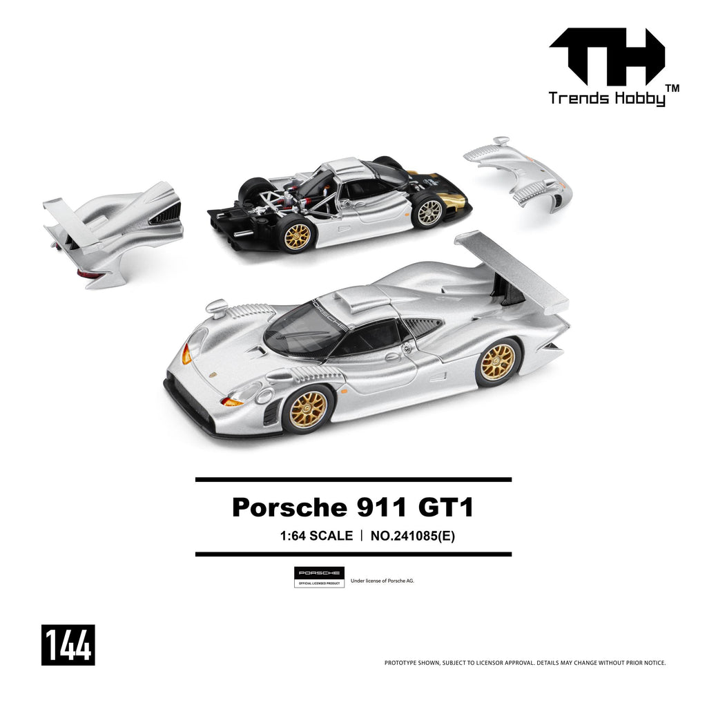 (Coming Soon) TRENDSHOBBY 1/64 Porsche 911 GT1 1998 - Sliver