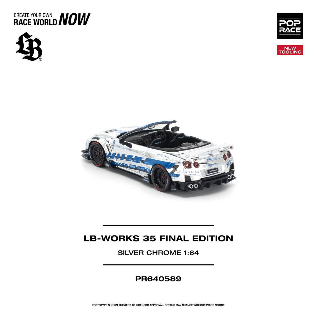 (Coming Soon) POPRACE 1/64 LB-WORKS 35GT-R FINAL EDITION - SILVER CHROME