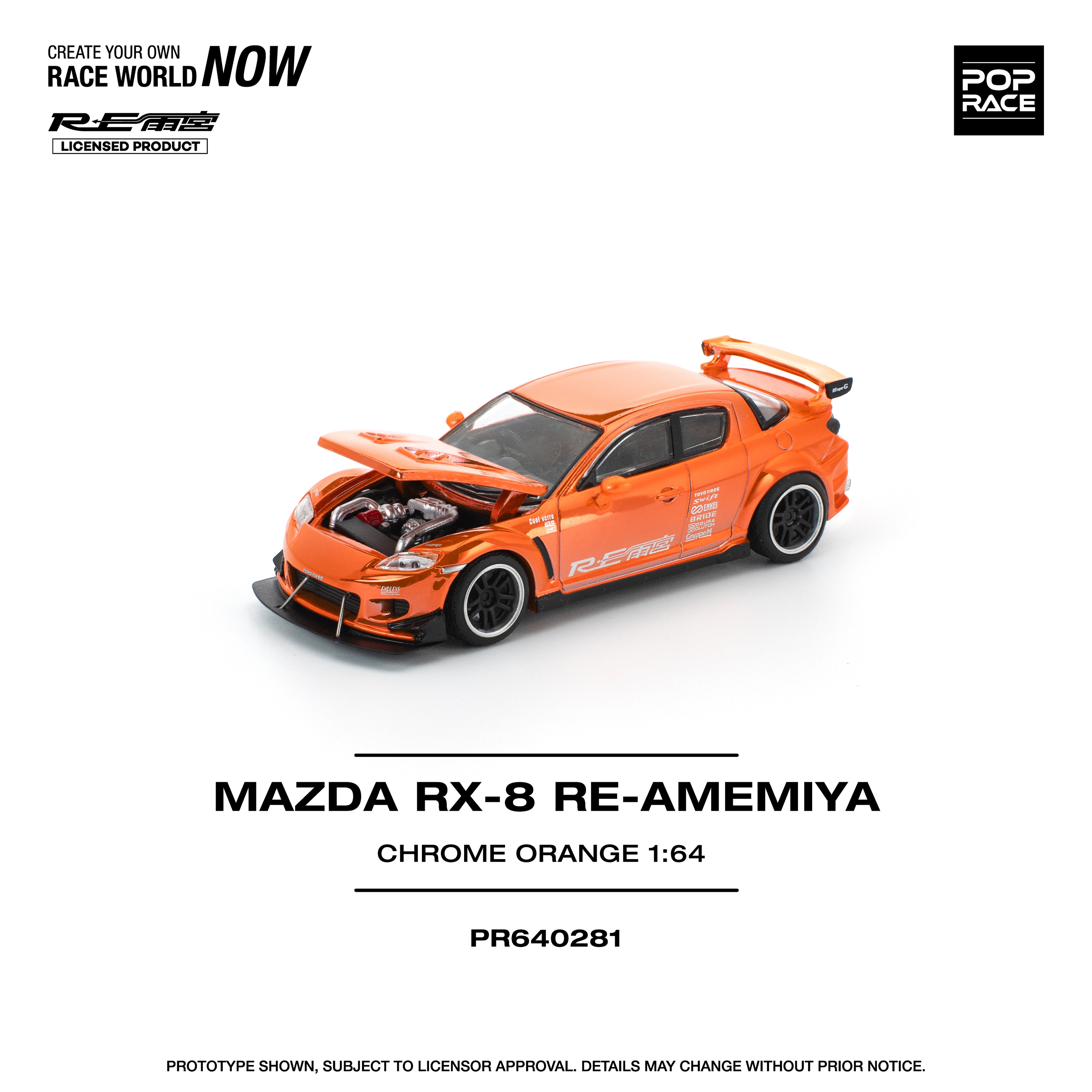 (Coming Soon) POPRACE 1/64 Mazda RX-8 RE-AMEMIYA CHROME ORANGE