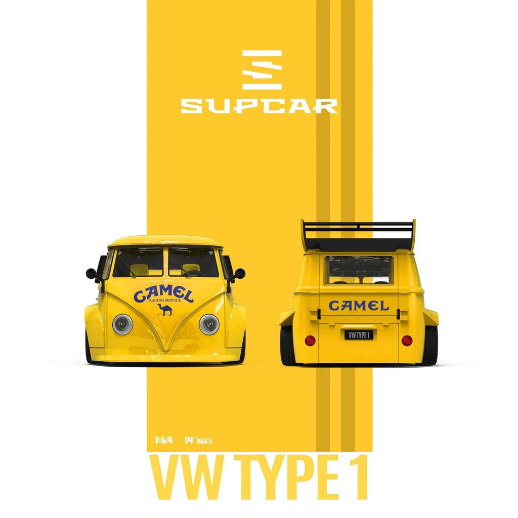 (Coming Soon) SUPCAR 1:64 Camel Painted Realistic - T1 Volkswagen & Trailer
