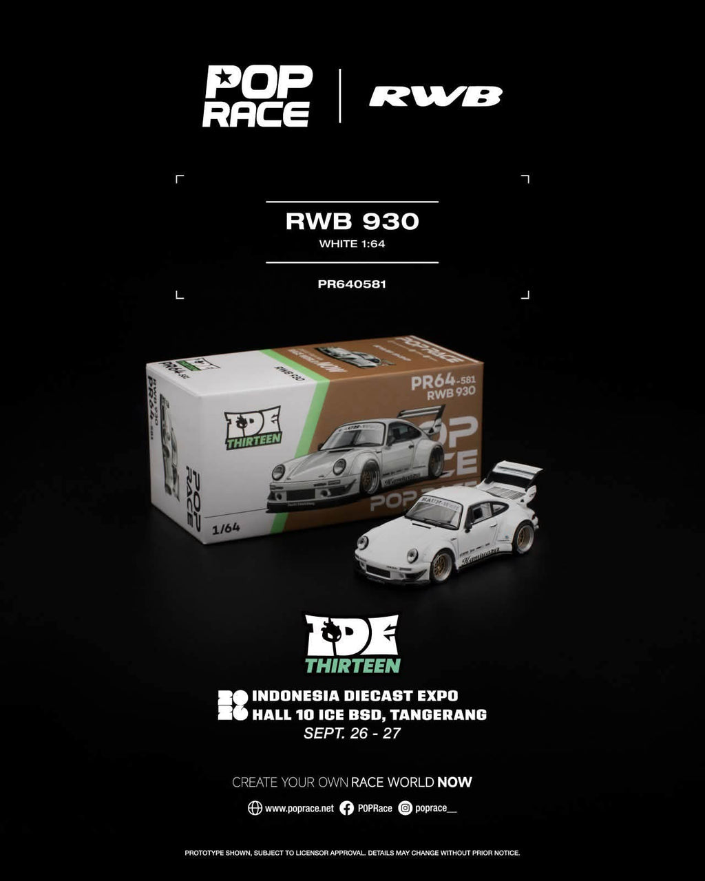 (Coming Soon) POPRACE 1:64 2026 IDE XIII Expo RWB 930 - White Kamiwaza PR640-581