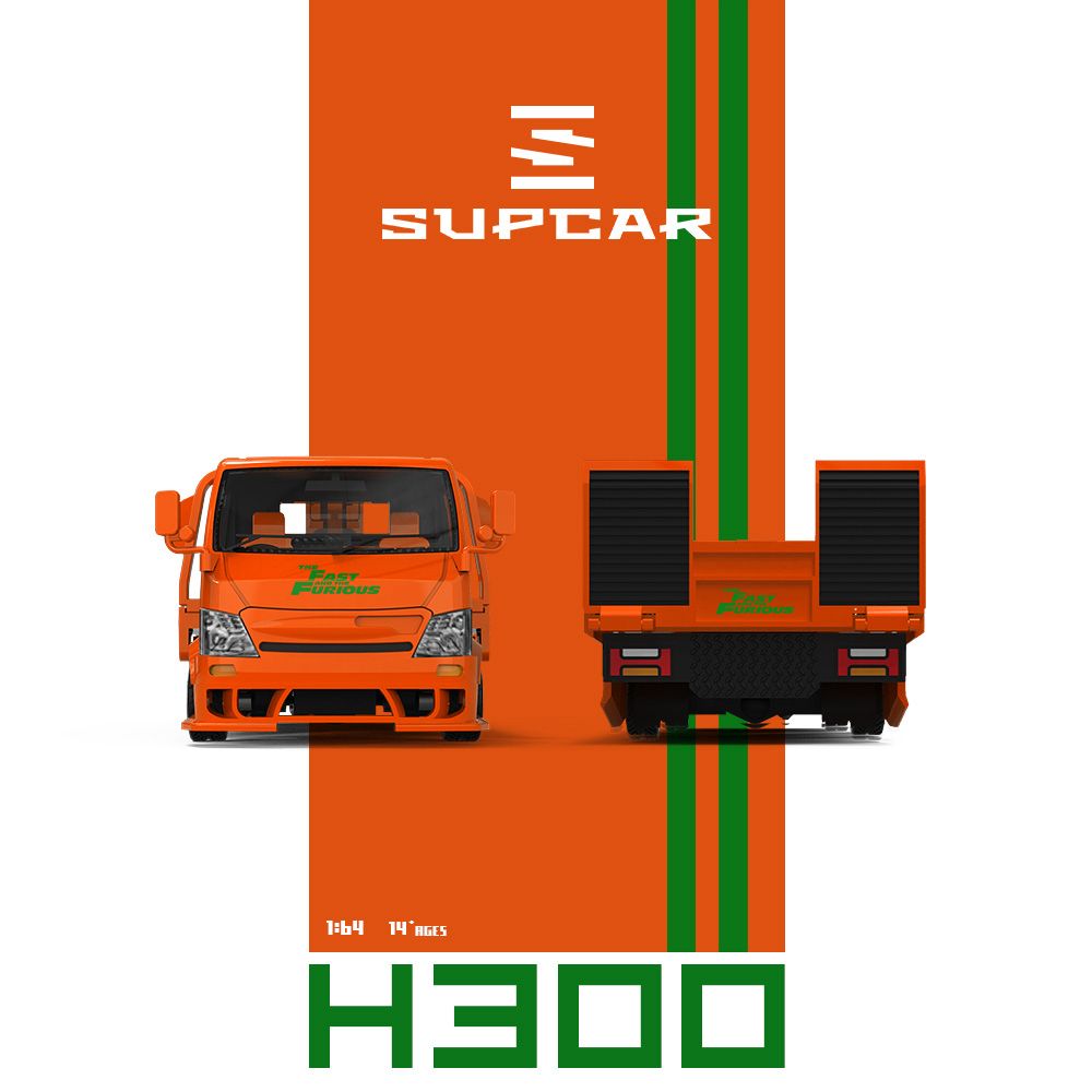 (Pre-Order) SUPCAR 1:64 H300 Flatbed Transport Trailer Fast and Furious Livery **DEADLINE July 1st, 2026**