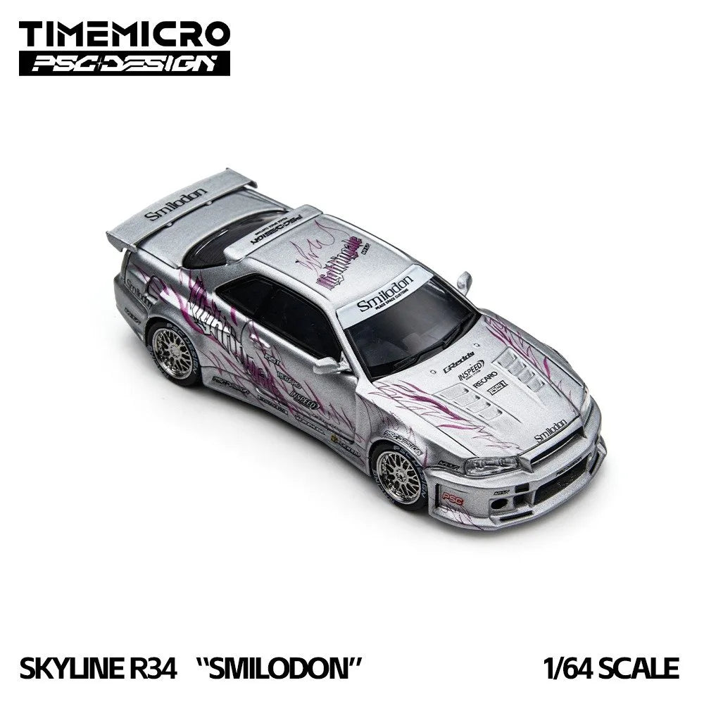 (Coming Soon) TIMEMICRO × PSC DESIGN 1:64 R34 "Tiger Tooth" Silver Nightingale