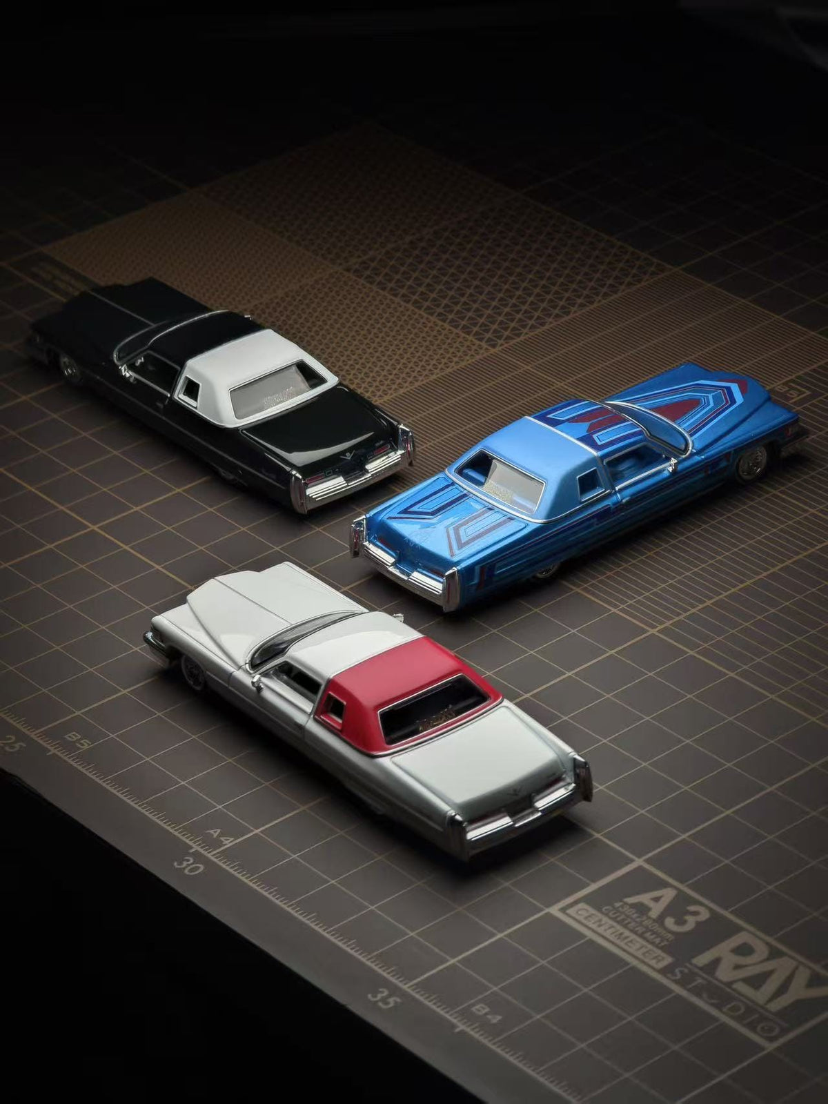 (Coming Soon) 97M 1:64 1975 Cadillac Coupe DeVille Lowrider Gloss Black with White roof