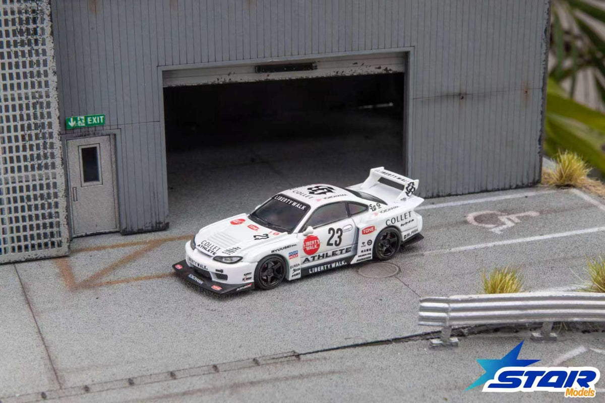 (Coming Soon) STARMODELS 1:64 S15 Silvia Widebody Modified Version Diecast - White 23# Livery