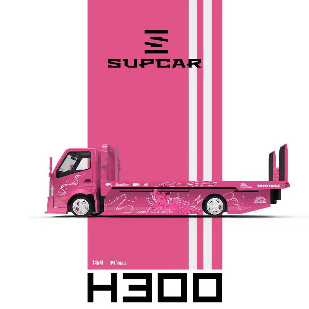 (Coming Soon) SUPCAR 1/64 H300 Flatbed Transport Trailer Fast & Furious 2 Pink Winged Angel Livery Diecast (Suki)
