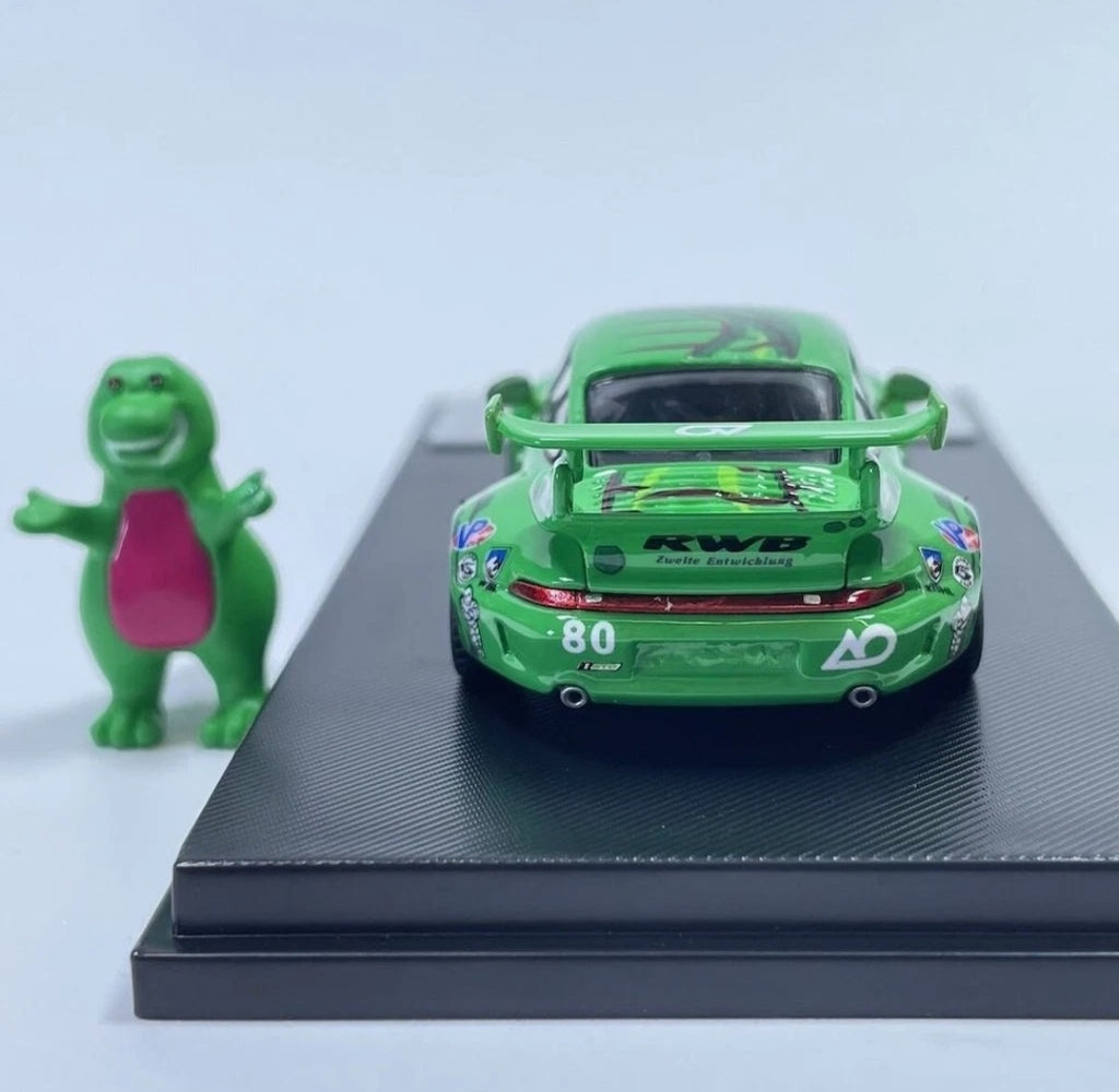 (Coming Soon) MYMODELCOLLECT 1:64 Green Dinosaur RWB 993 + Figure Model