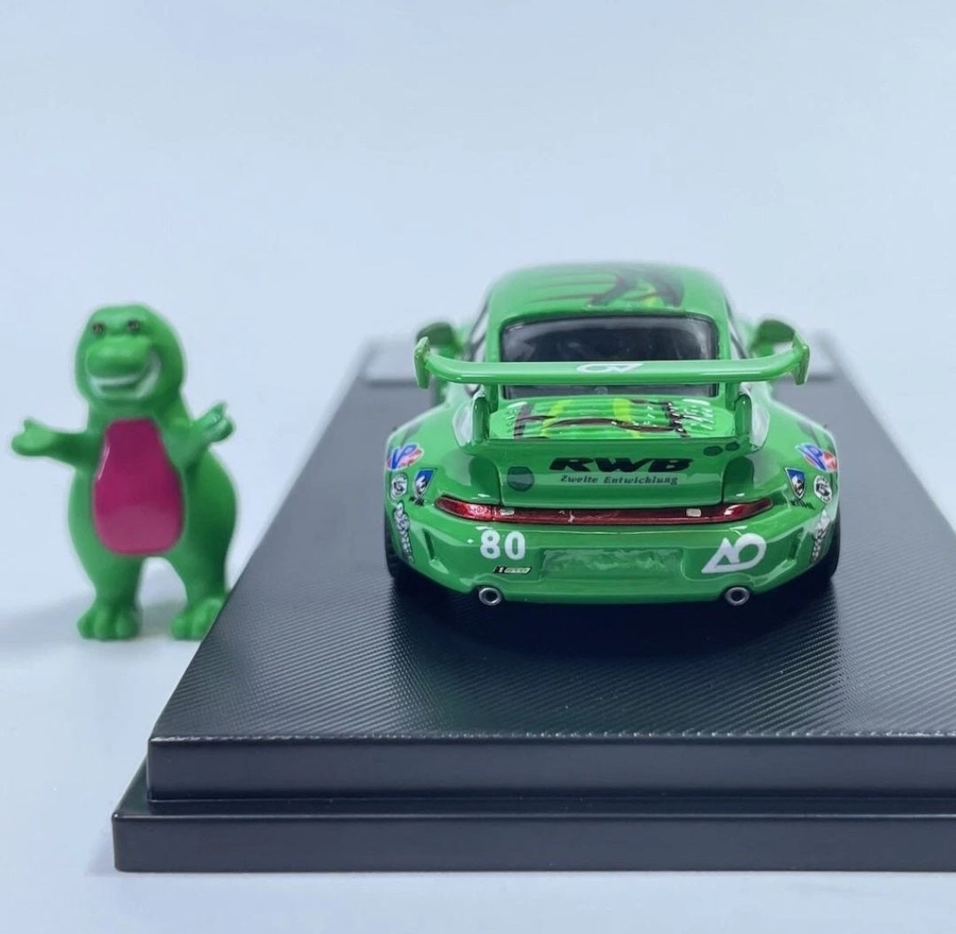 (Coming Soon) MYMODELCOLLECT 1:64 Green Dinosaur RWB 993 + Figure Model
