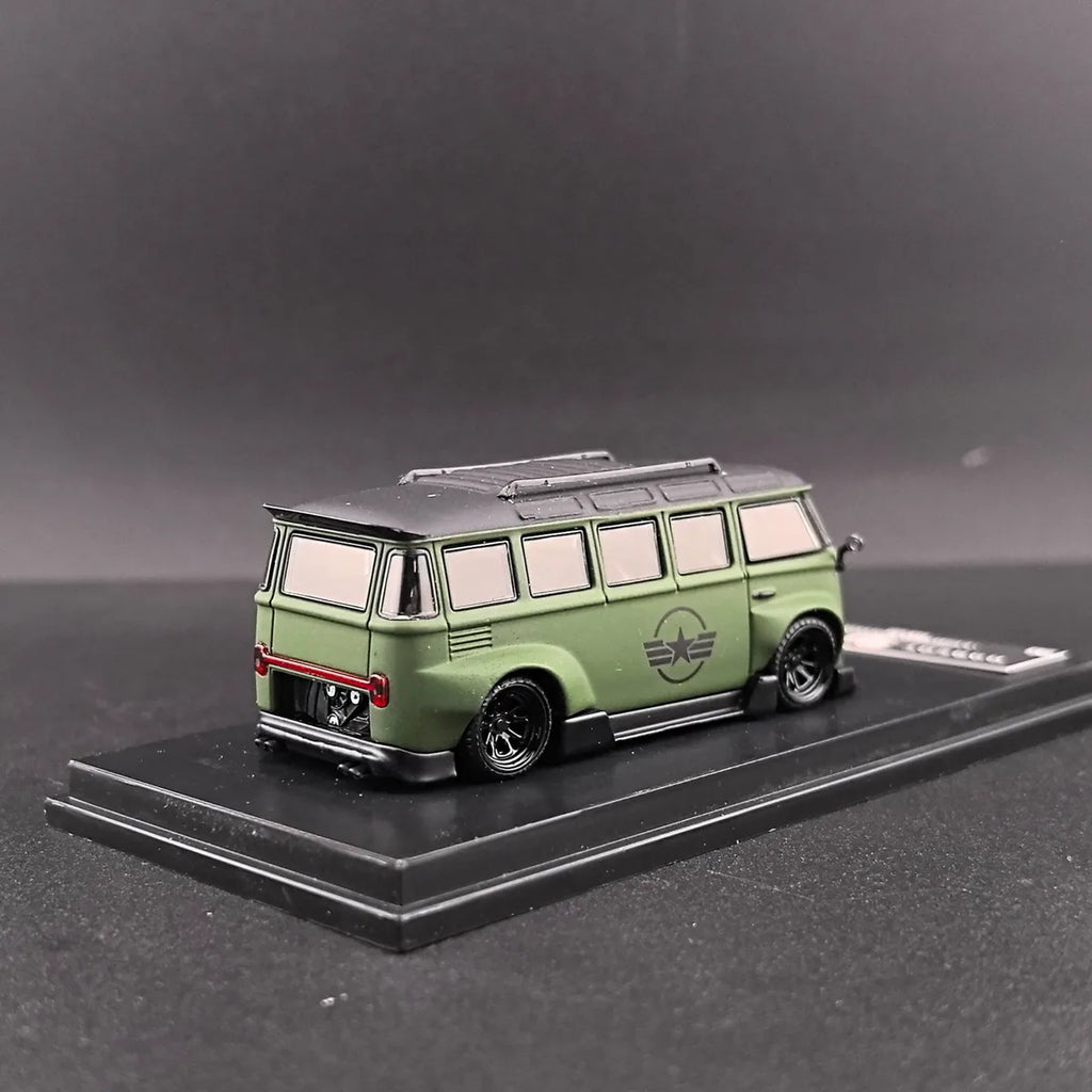 (Coming Soon) INSPIREMODEL 1:64 VW Kombi "Volkswide Flyer" Bus Green (Air Force Version)