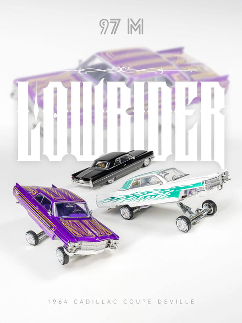(Coming Soon) 97M 1:64 1964 Cadillac Coupe Deville Low Rider Metallic Purple with Stripes
