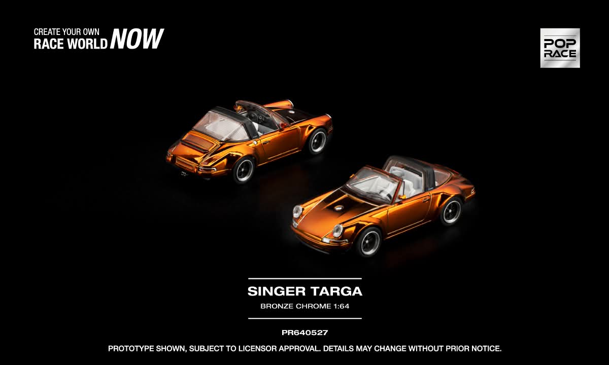 (Coming Soon) POPRACE 1:64 Singer Targa Bronze Chrome