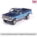 (Coming Soon) IXOAMERICA 1:64 1981 Ford F-150 Custom Explorer Short Bed Styleside 4x2 - Tu-Tone Midnight Blue Metallic and Medium Blue Glow