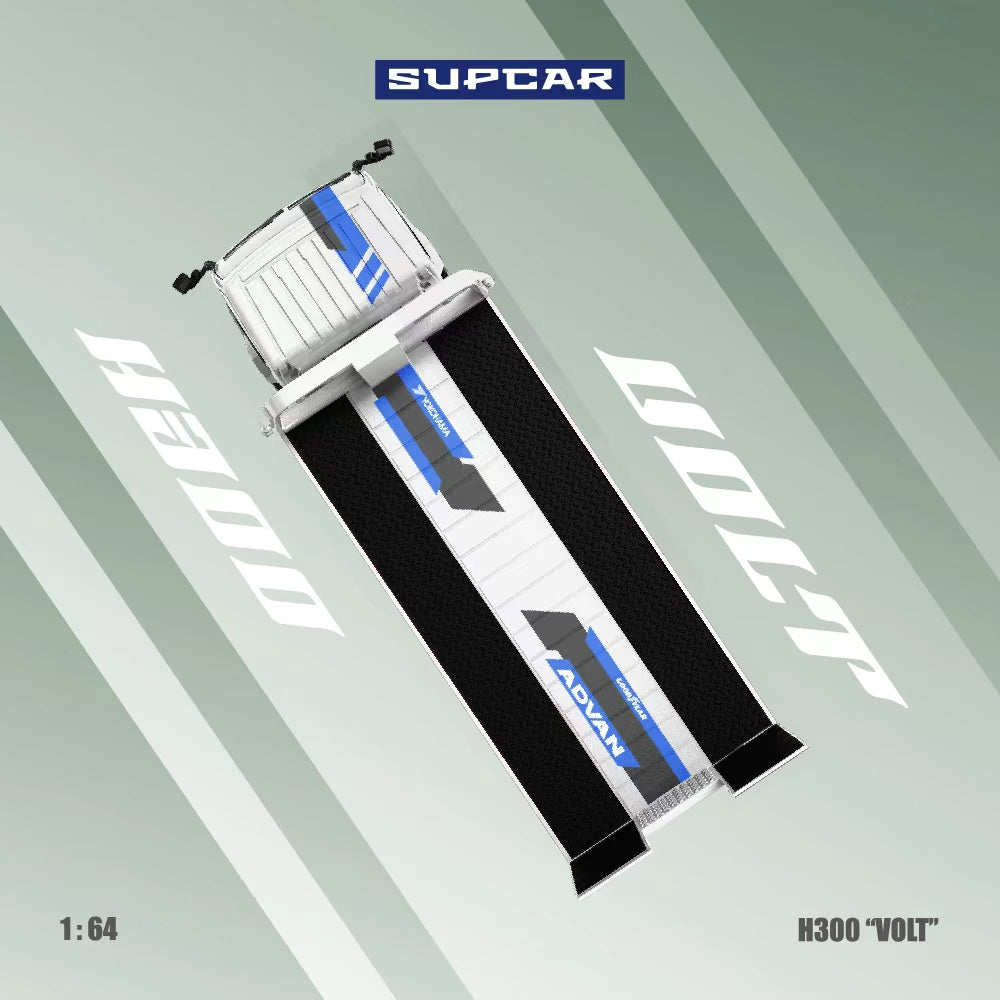 (Coming Soon) Supcar 1:64 H300 Flatbed Transport Trailer ADVAN“VOLT” Blue White