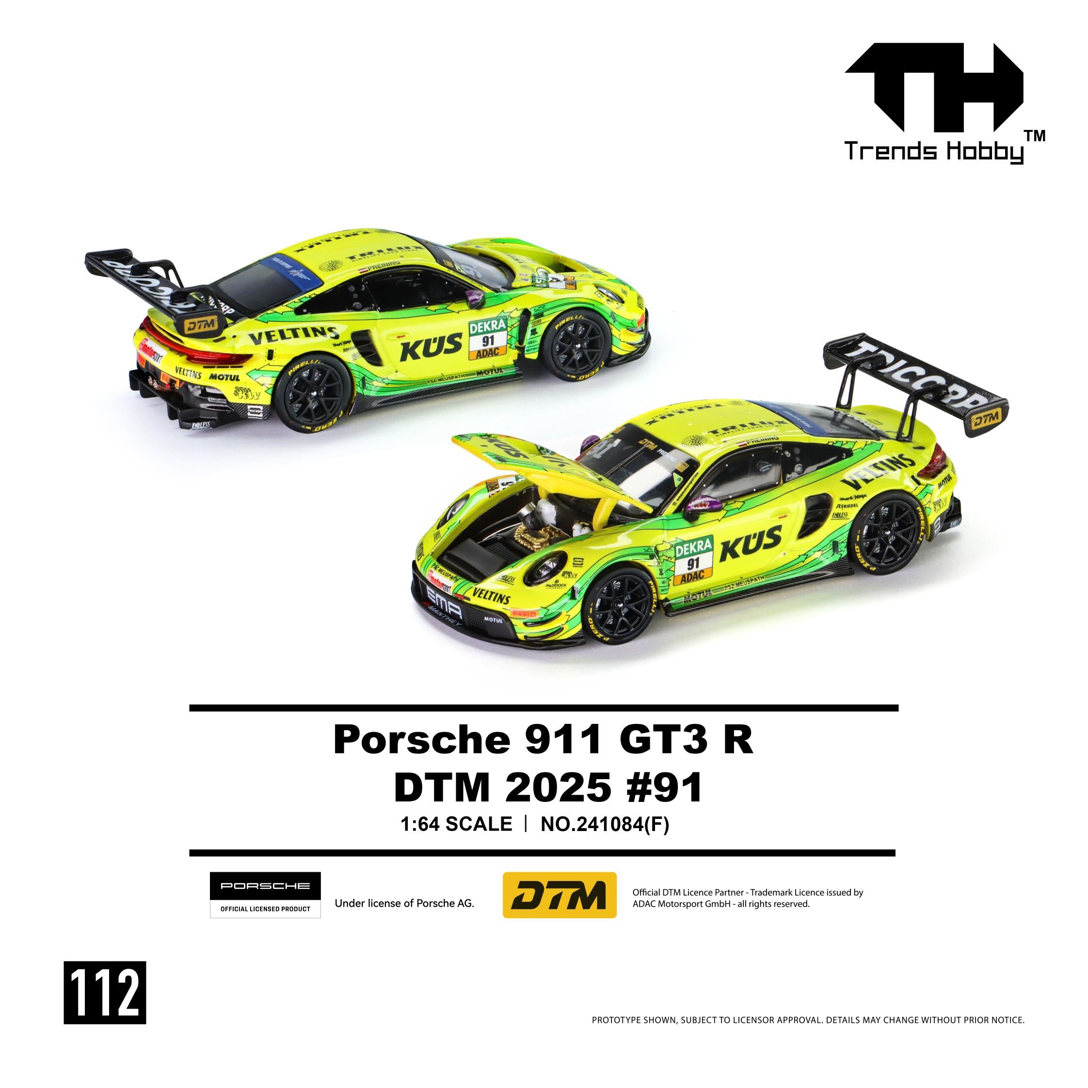 (Coming Soon) TRENDSHOBBY 1/64 Porsche 911 GT3 R - DTM 2025 #91
