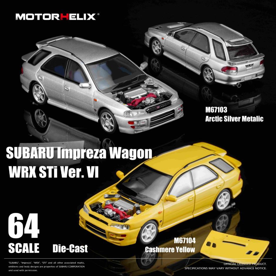 (Coming Soon) MOTORHELIX 1:64 Subaru Impreza Wagon WRX STi Ver. VI (GF8) - Yellow