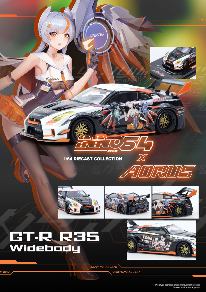 INNO64 1:64 Nissan GT-R R35 WIDEBODY AORUS X INNO64 Limited Edition (GIGABYTE)