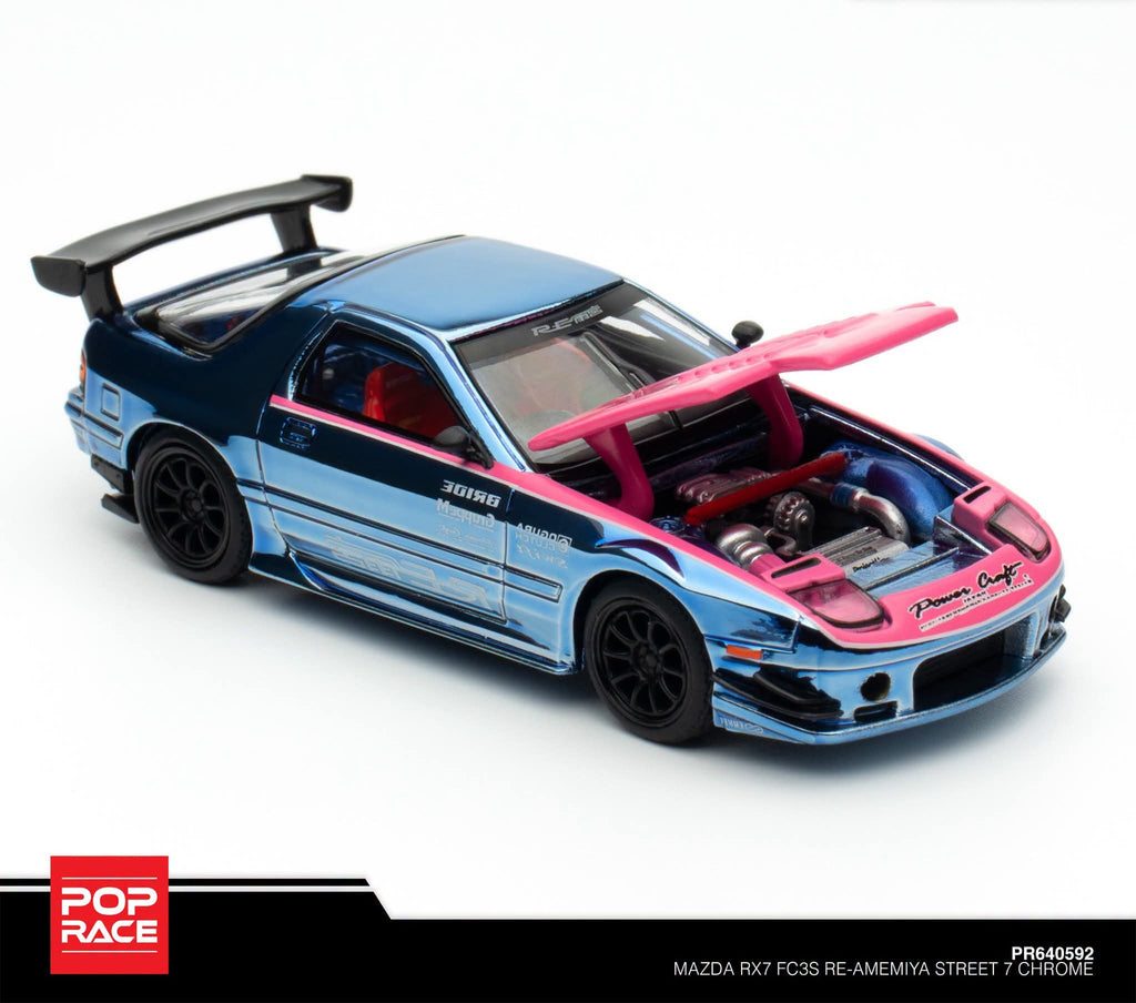 POPRACE 1/64 Mazda RX7 (FC3S) RE-AMEMIYA STREET 7 Chrome