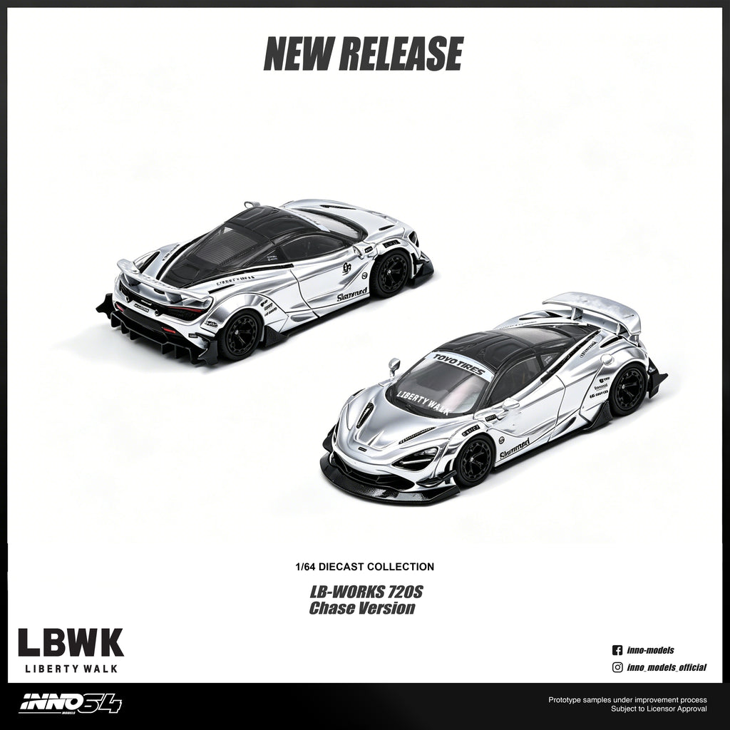 (Pre-Order) 12 pcs ( Includes 11 reg & 1 chase) INNO64 1/64 LIBERTY WALK 720S  - White **DEADLINE 18th, July 2026**