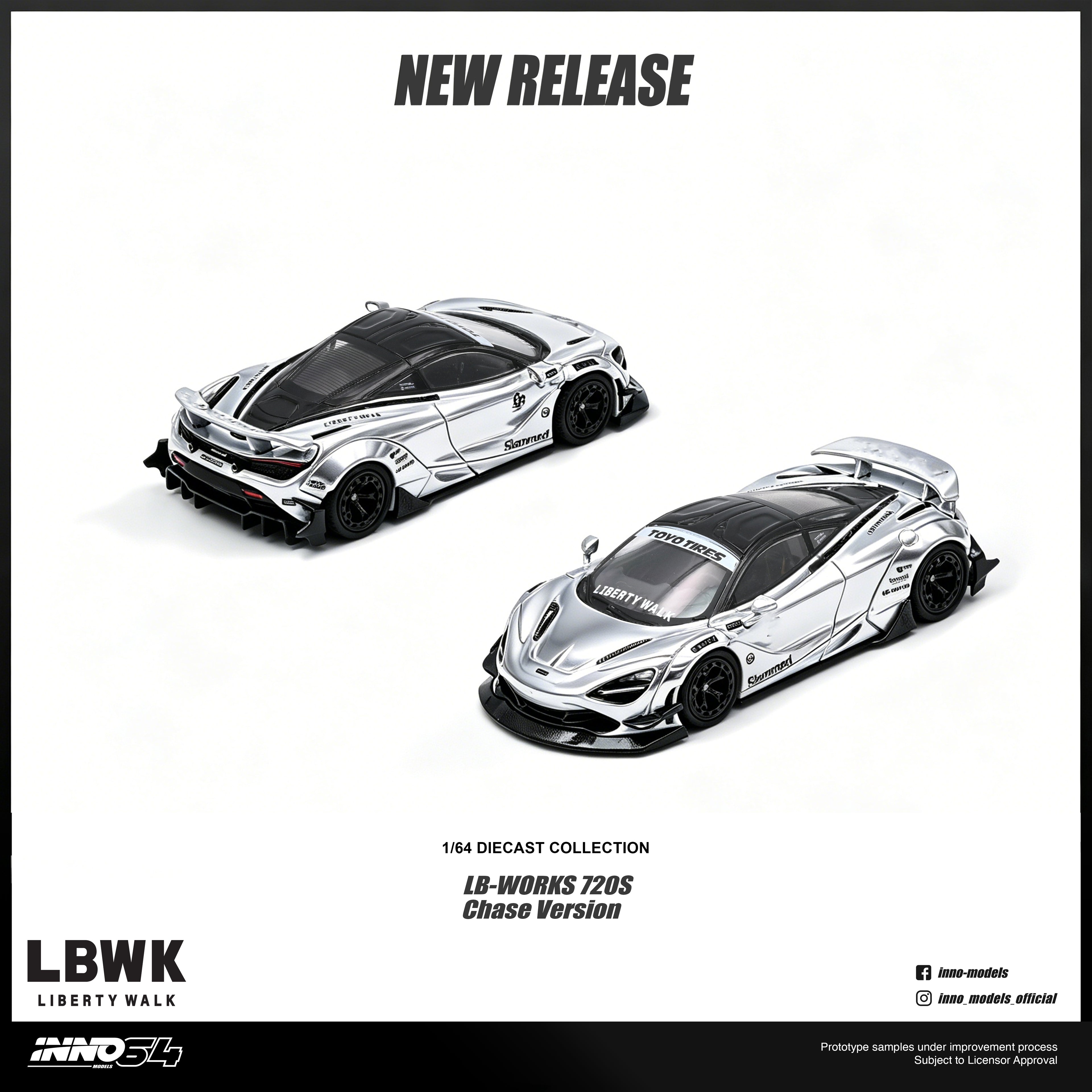 (Pre-Order) 12 pcs ( Includes 11 reg & 1 chase) INNO64 1/64 LIBERTY WALK 720S  - White **DEADLINE 18th, July 2026**