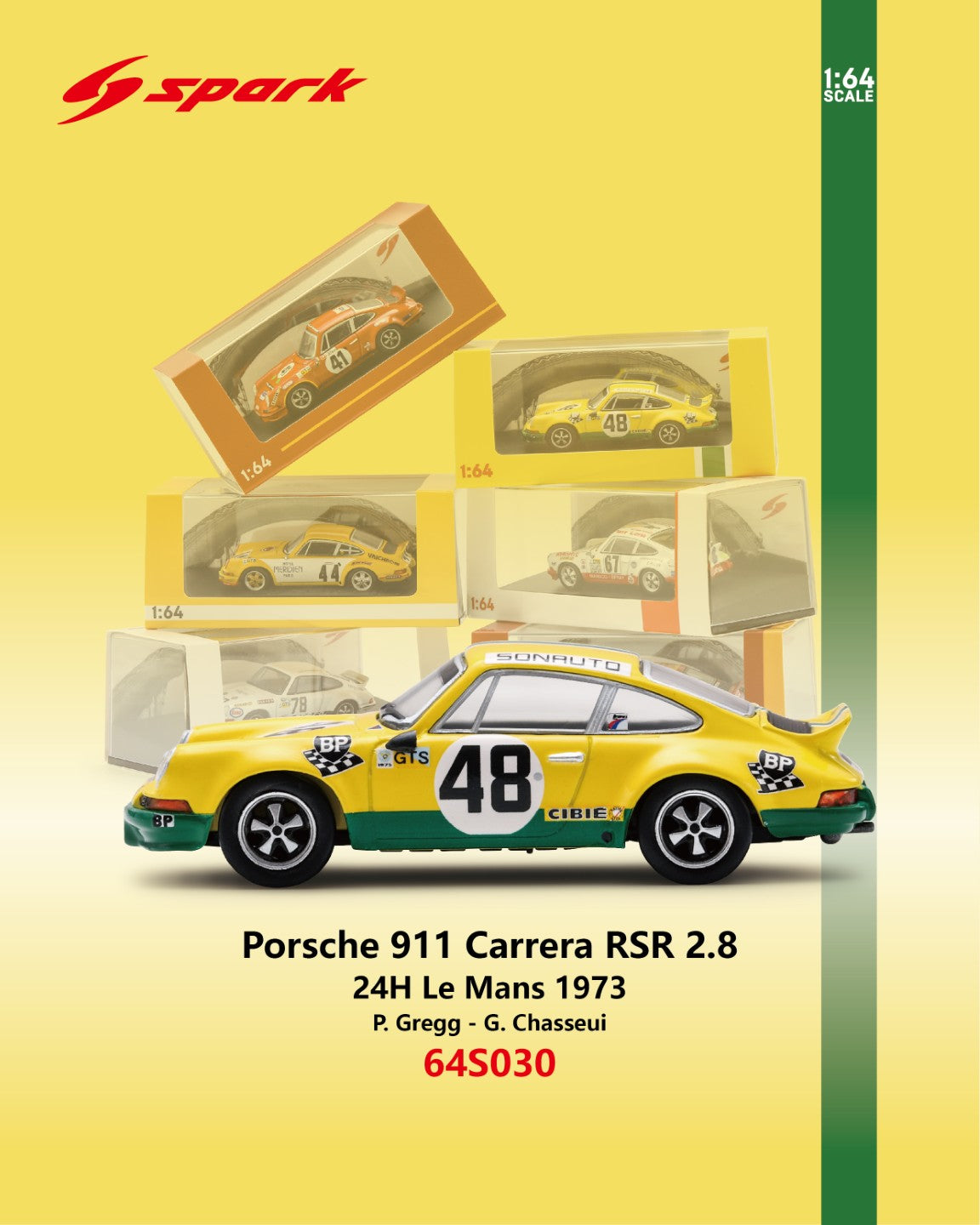 (Coming Soon) SPARK 1/64 Porsche 911 Carrera RSR 2.8 No.48 24H Le Mans 1973 P. Gregg - G. Chasseui