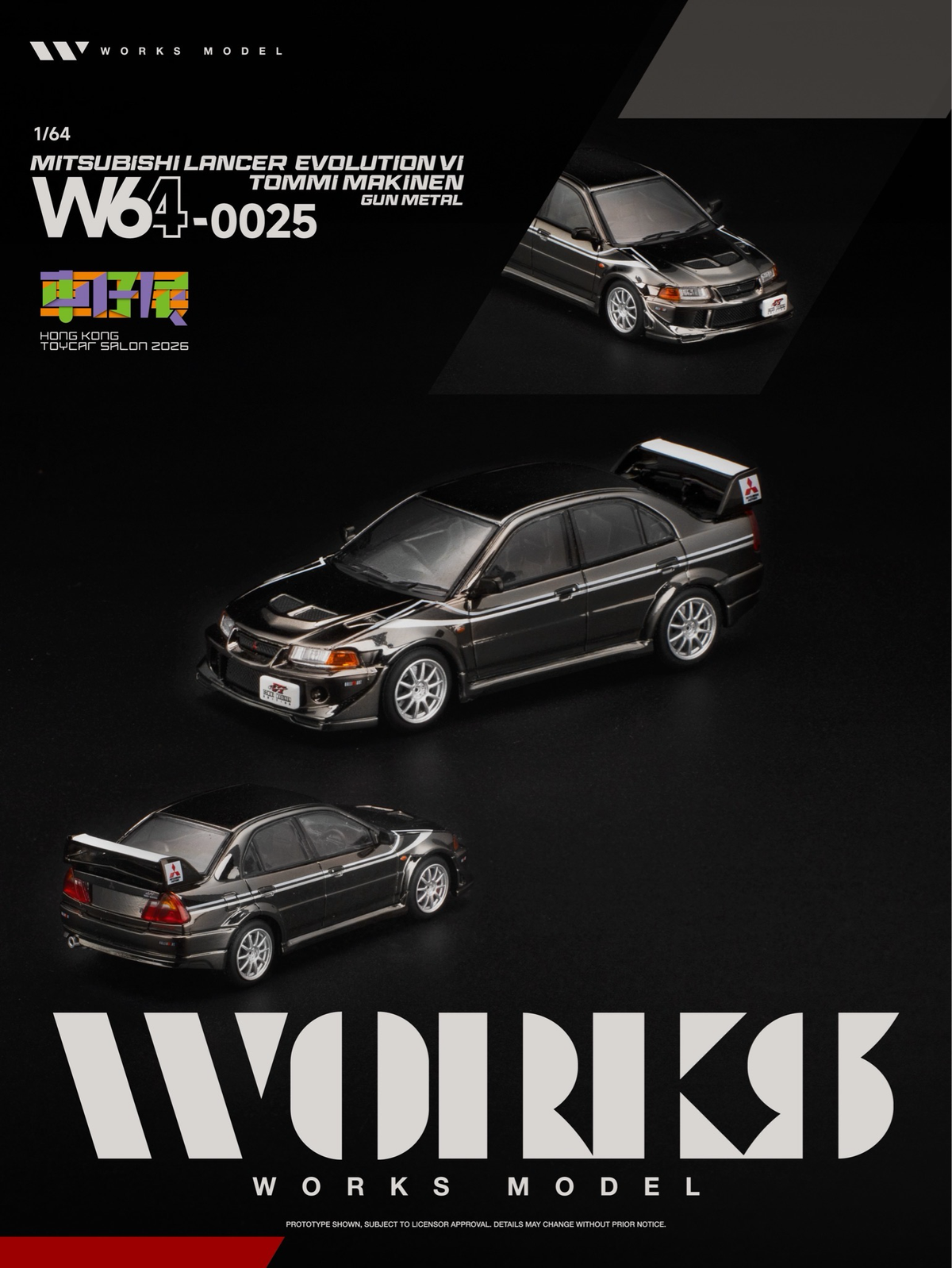 WORKS 1:64 Lancer Evolution VI Tommi Makinen Gun Metal 2026 HK Toy Car Salon