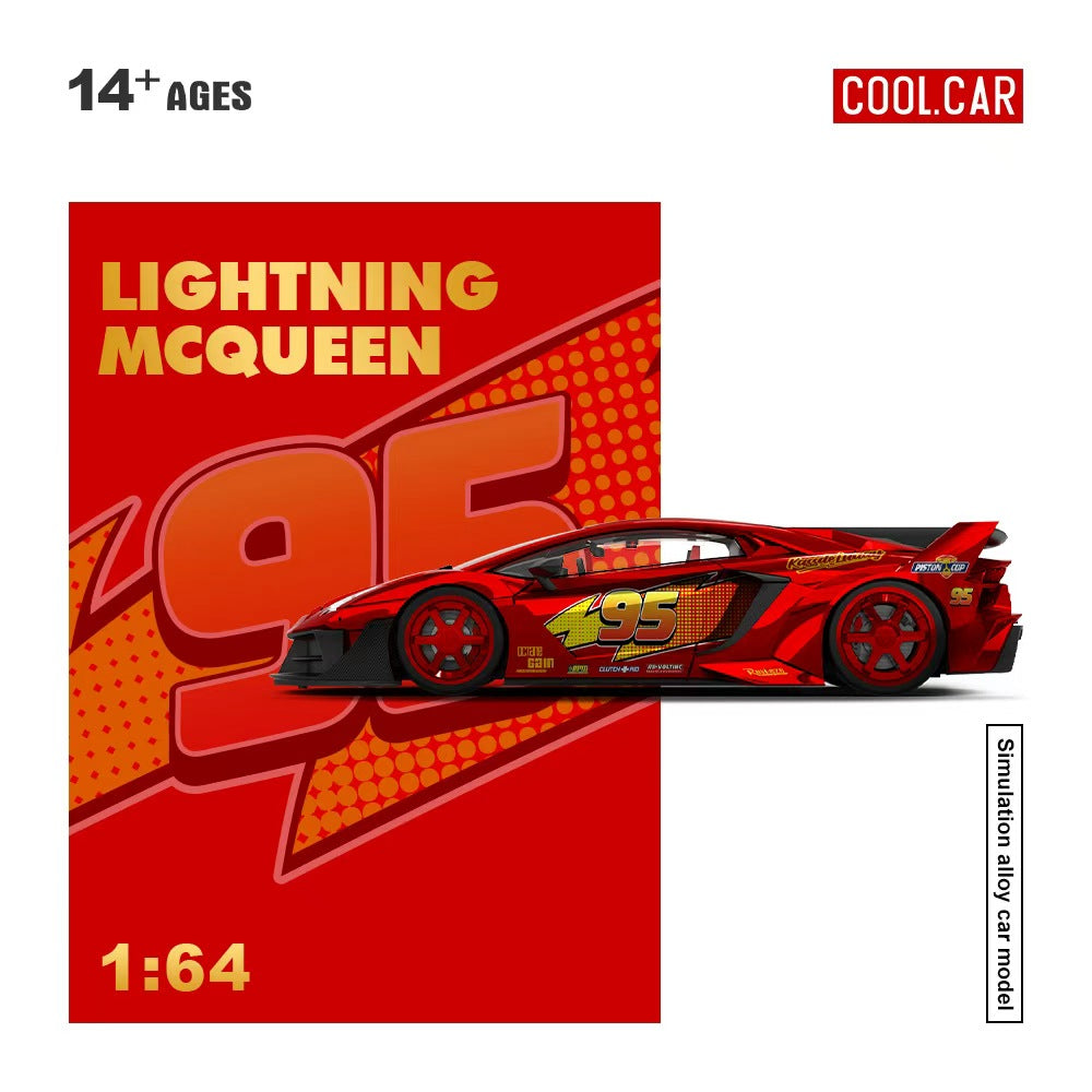 (Coming Soon) COOLCAR 1/64 Lamborghini GTEVO Lighting McQueen Metallic Red