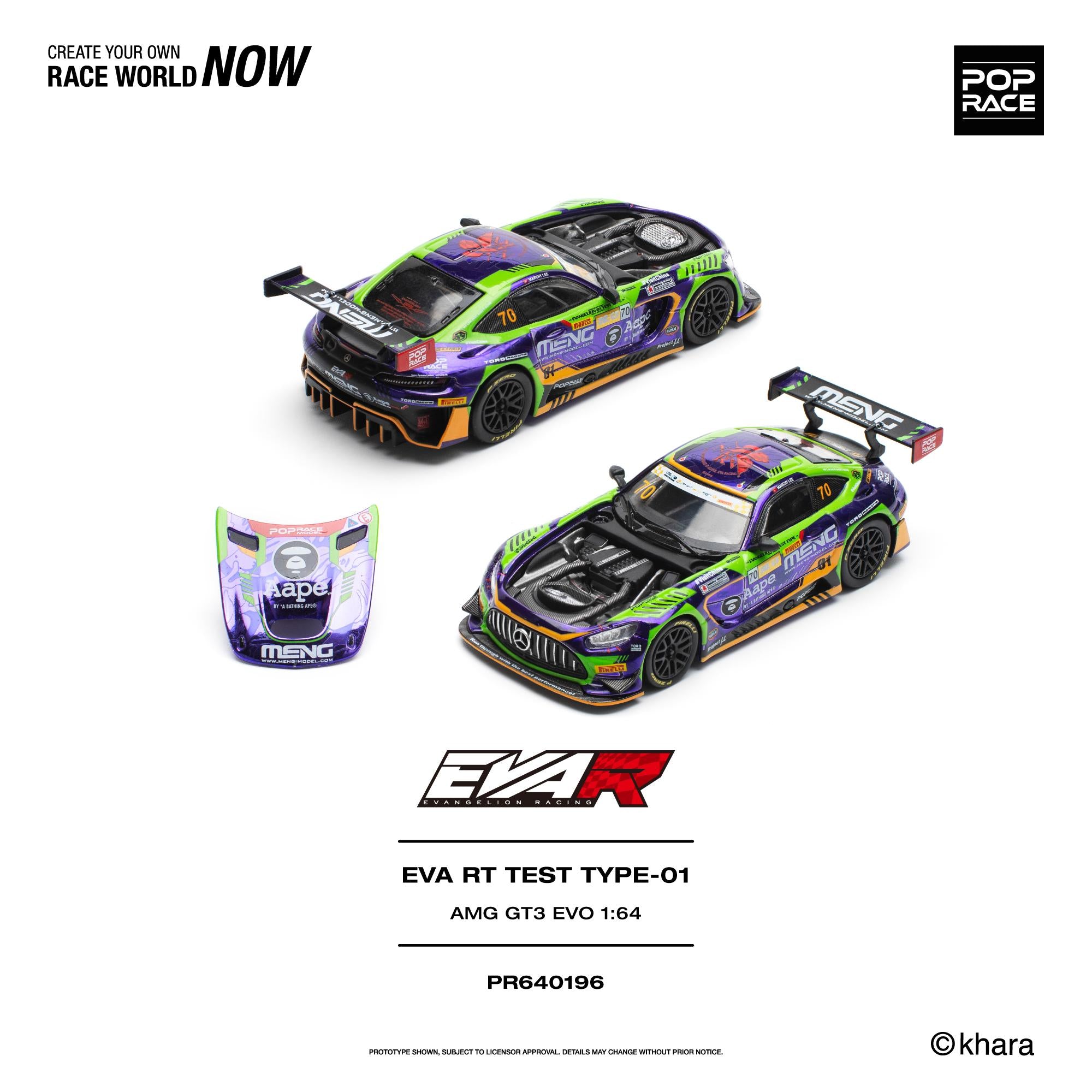 (Coming Soon) POPRACE 1/64 EVA RT TEST TYPE-01 AMG GT3 EVO - MACAU GP 2023
