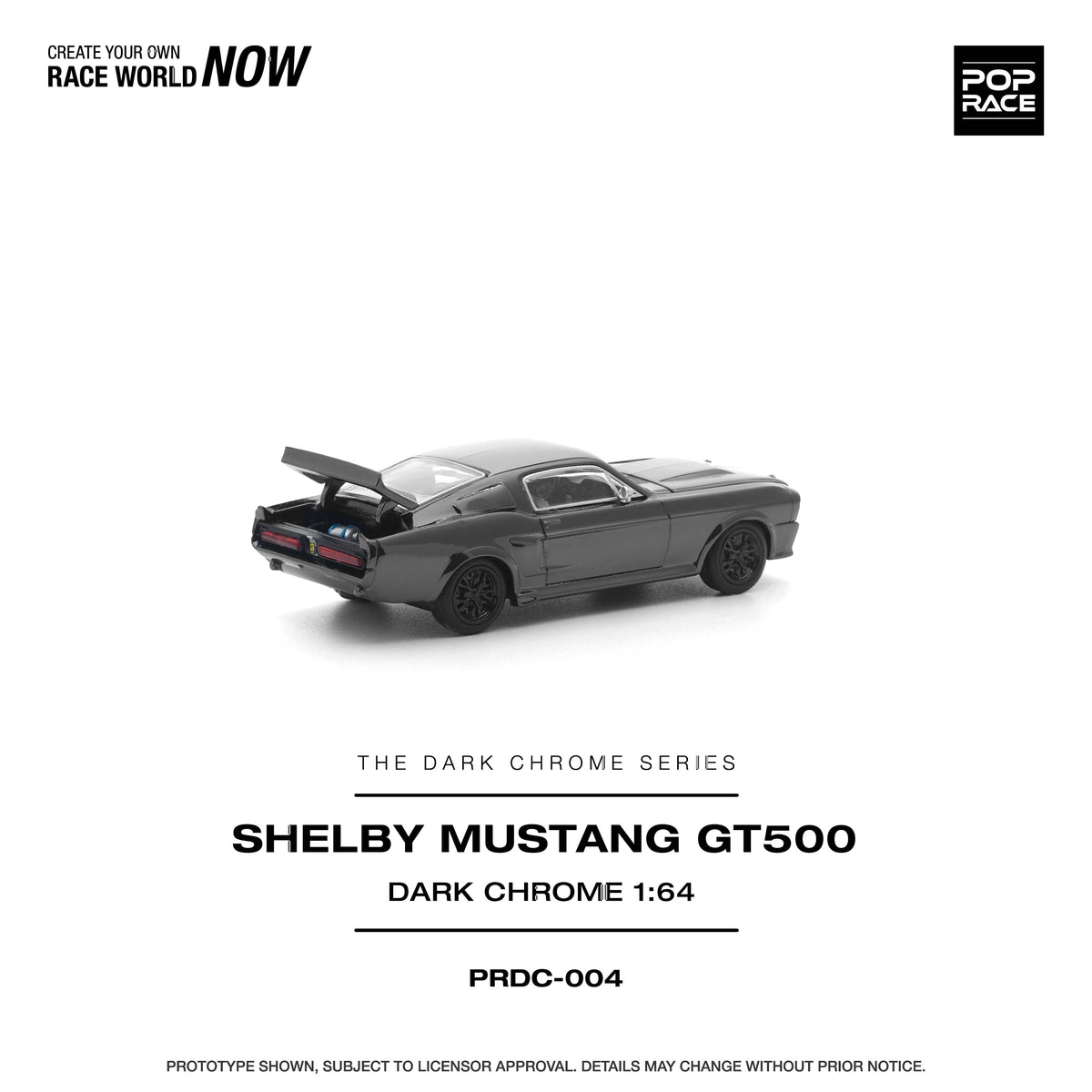 (Coming Soon) POPRACE 1:64 Ford Shelby Mustang GT500 - Dark Chrome