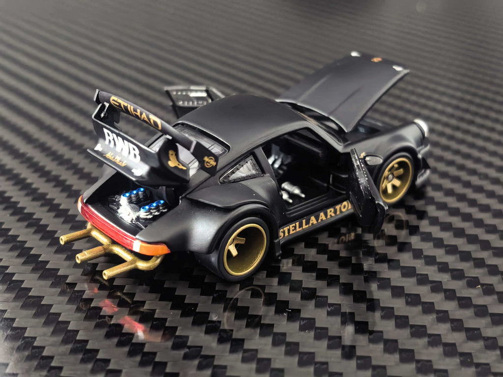 (Coming Soon) HG Model 1:64 Porsche RWB930 STELLA ARTOIS-Matte Black Livery