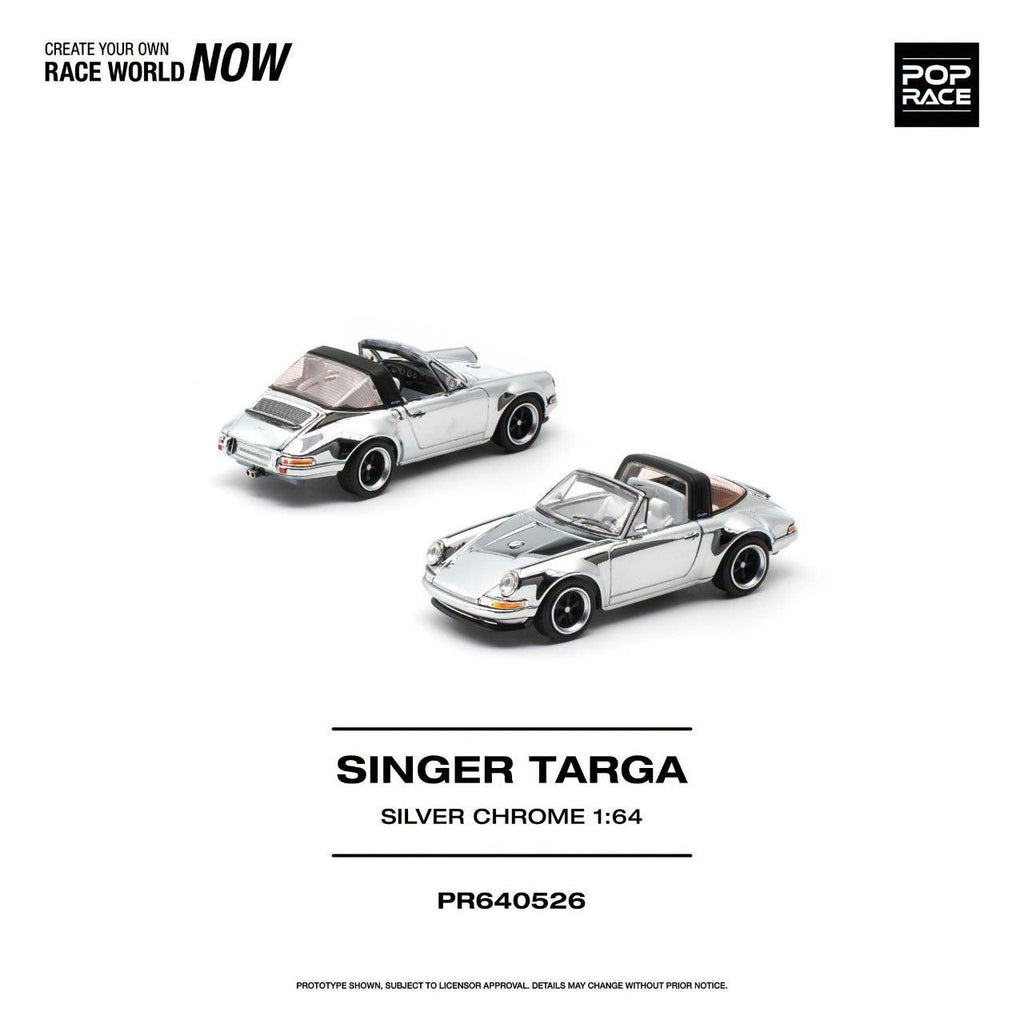 (Coming Soon) POPRACE 1:64 Singer-Targa - Silver Chrome