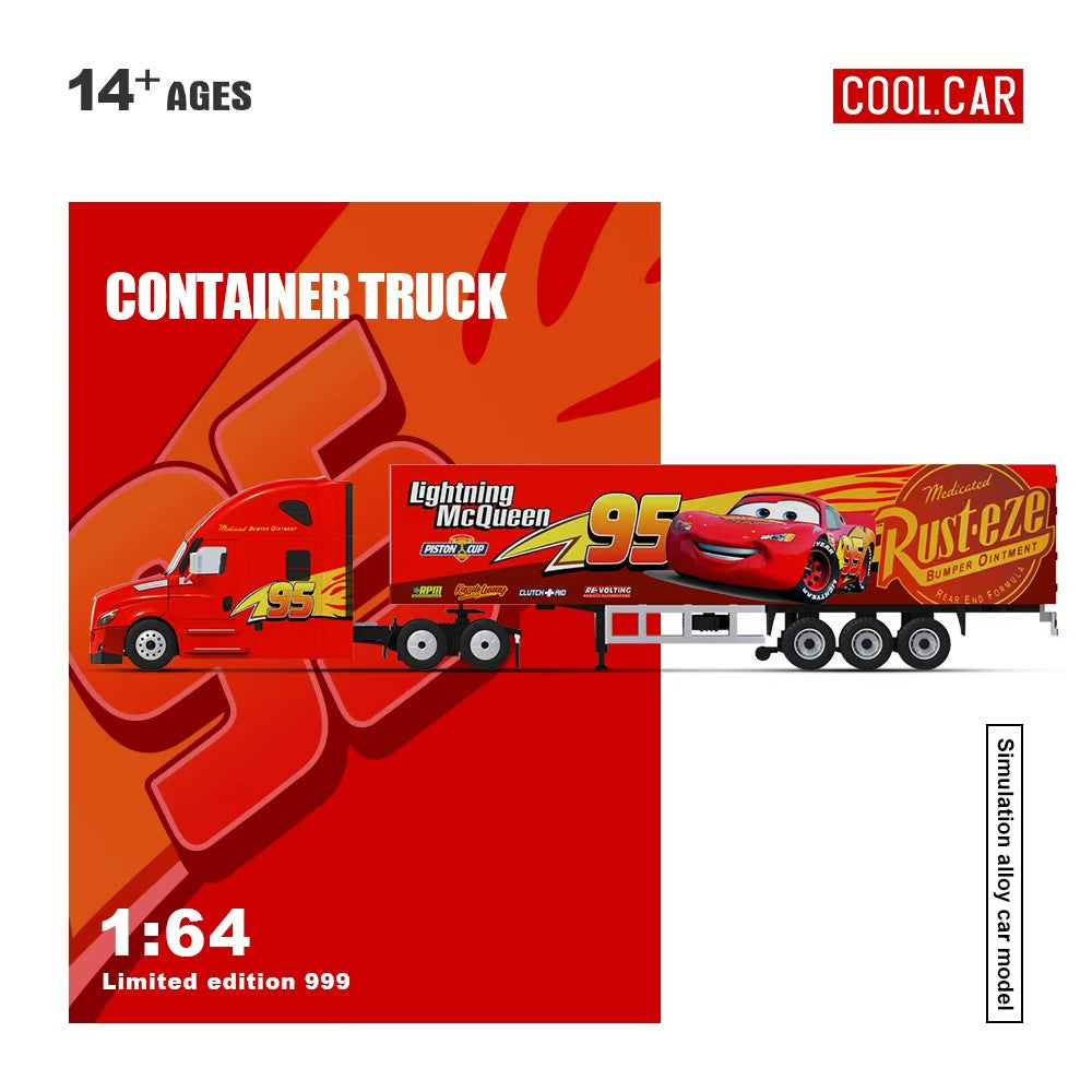 (Coming Soon) COOLCAR 1/64 Freightliner Lightning McQueen Livery Container Truck