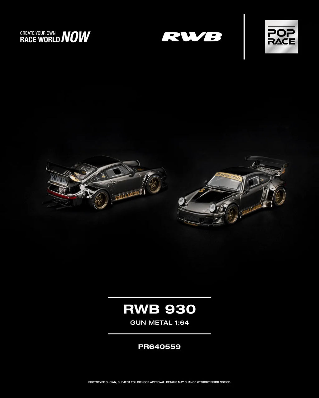 (Coming Soon) POPRACE 1:64 RWB 930 GUN METAL PR640-559