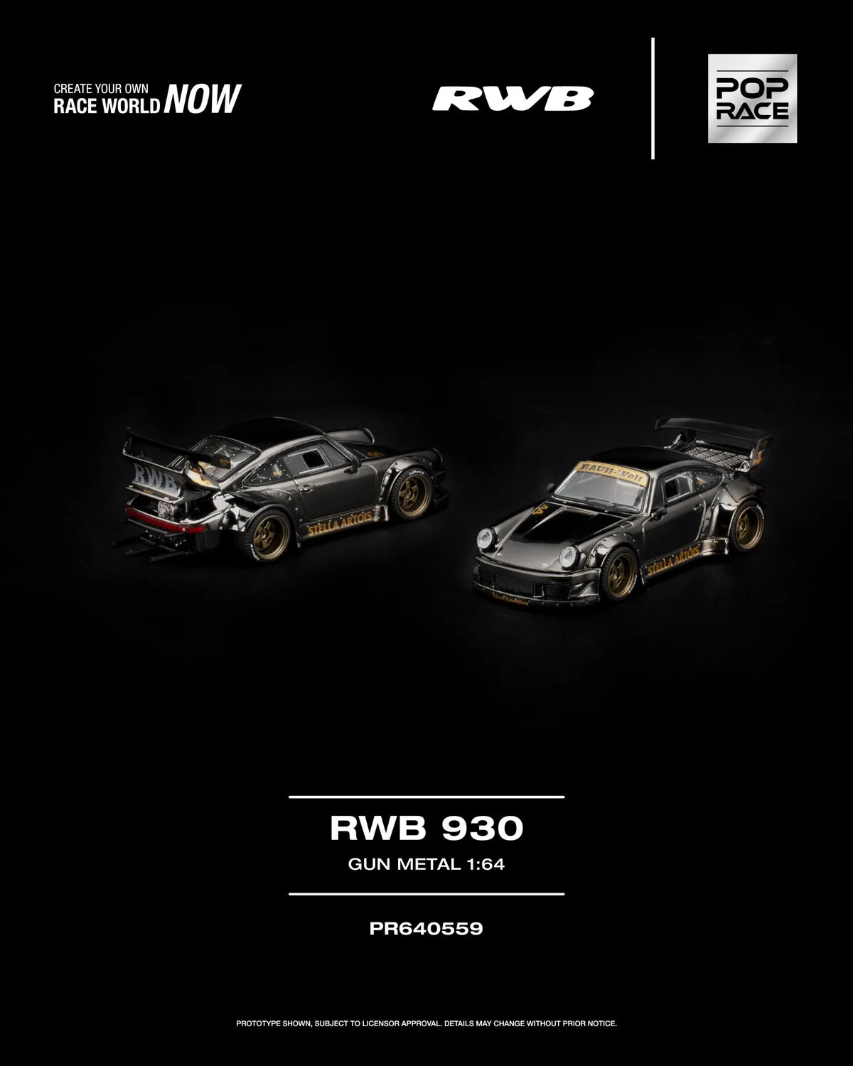 (Coming Soon) POPRACE 1:64 RWB 930 GUN METAL PR640-559