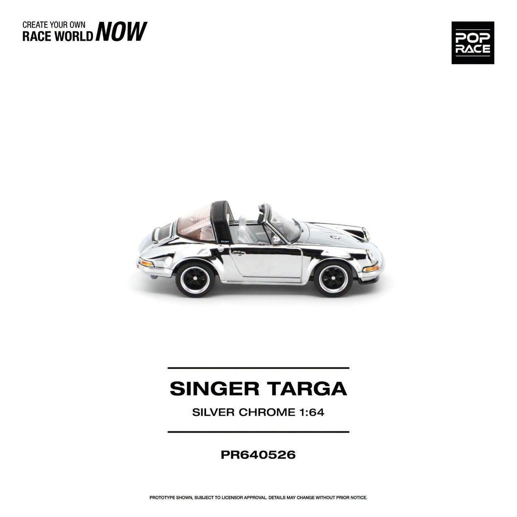 (Coming Soon) POPRACE 1:64 Singer-Targa - Silver Chrome