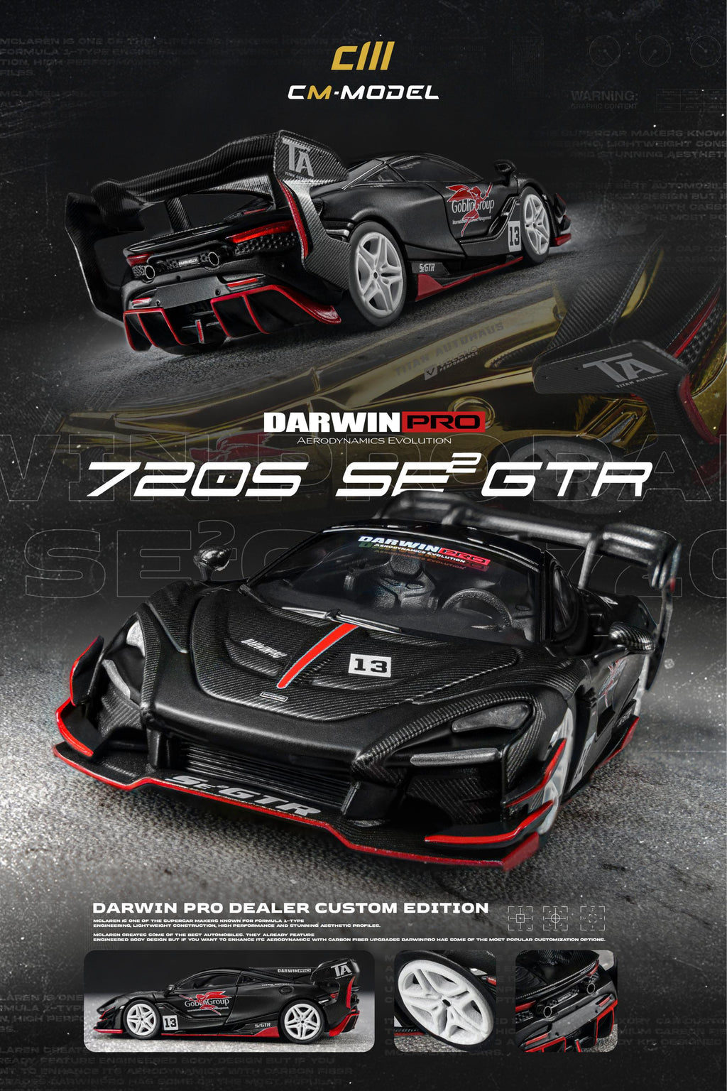 (Coming Soon) CMMODEL 1:64 DarwinPro 720SeGTR Matt Black Special - limited edition **CHASE RANDOMLY DISTRIBUTED**
