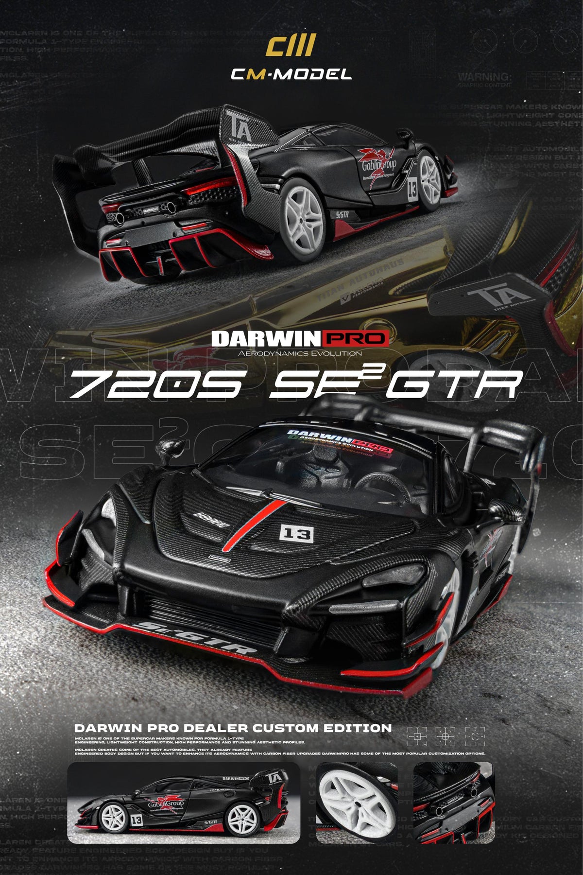 (Coming Soon) CMMODEL 1:64 DarwinPro 720SeGTR Matt Black Special - limited edition **CHASE RANDOMLY DISTRIBUTED**