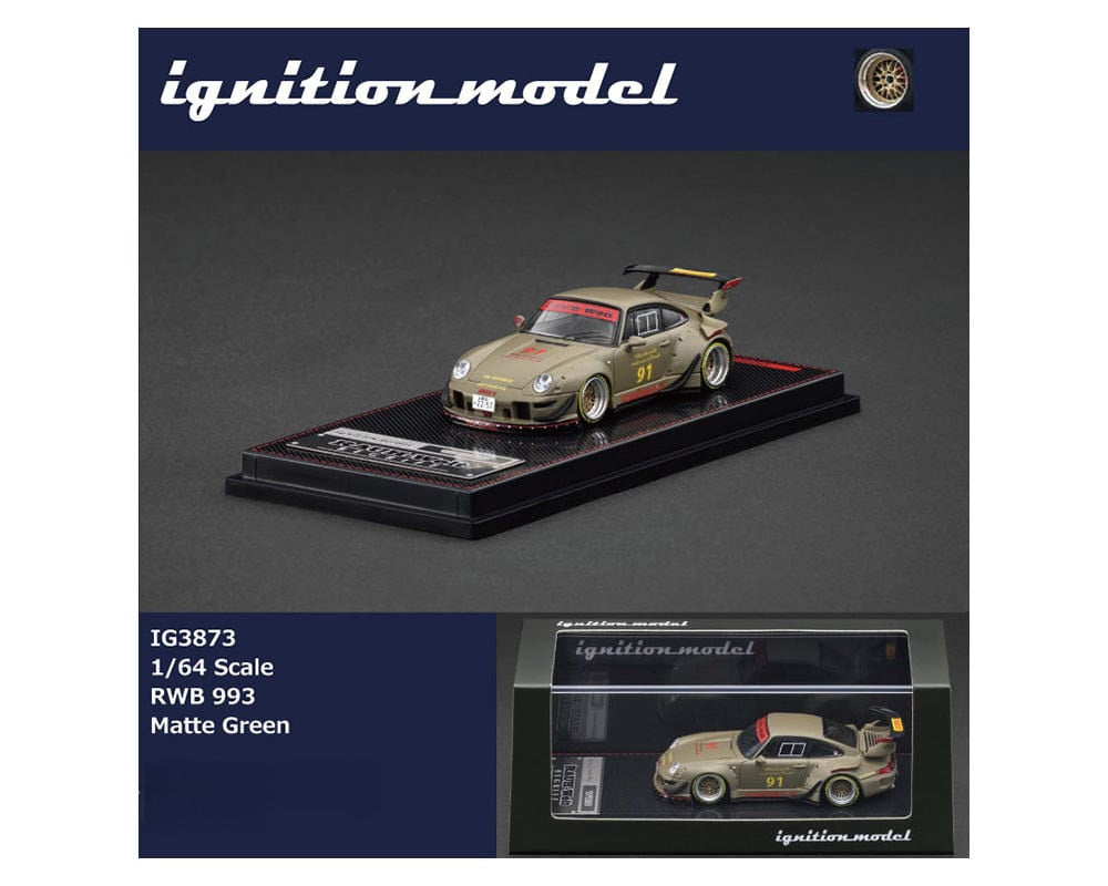 IGNITION MODEL Porsche Rauh-Welt Begriff RWB 993 Matte Green 1/64 scale